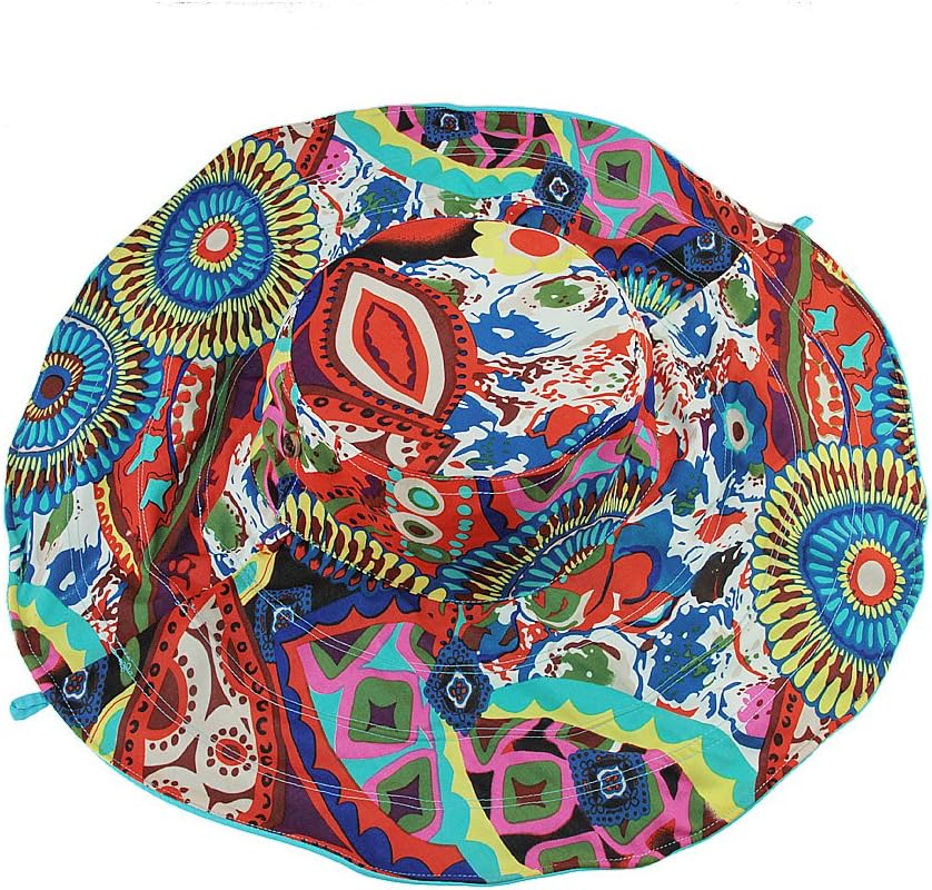 Women's Foldable Floppy Reversible Travel Beach Sun Visor Hat Wide Brim UPF 50+ Blue