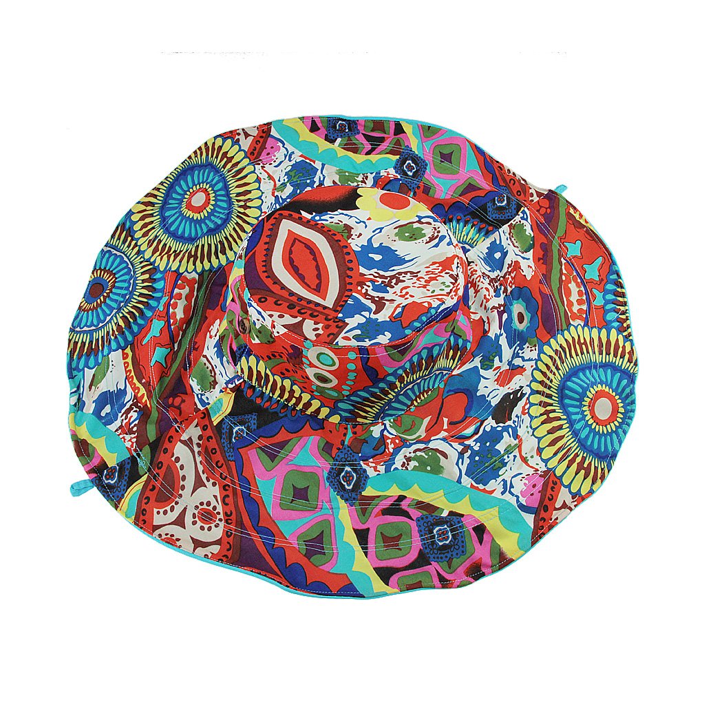 Women's Foldable Floppy Reversible Travel Beach Sun Visor Hat Wide Brim UPF 50+ Blue