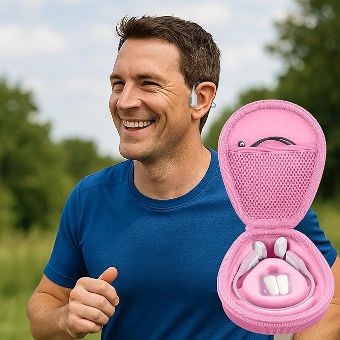 co2CREA Hard Case for SHOKZ New OpenRun Pro 2/1/Mini, OpenRun Standard/Mini, OpenMove, OpenSwim Pro, OpenSwim, Compatible with All SHOKZ Open-Ear Bone Conduction Sport Headphones, Pink Case