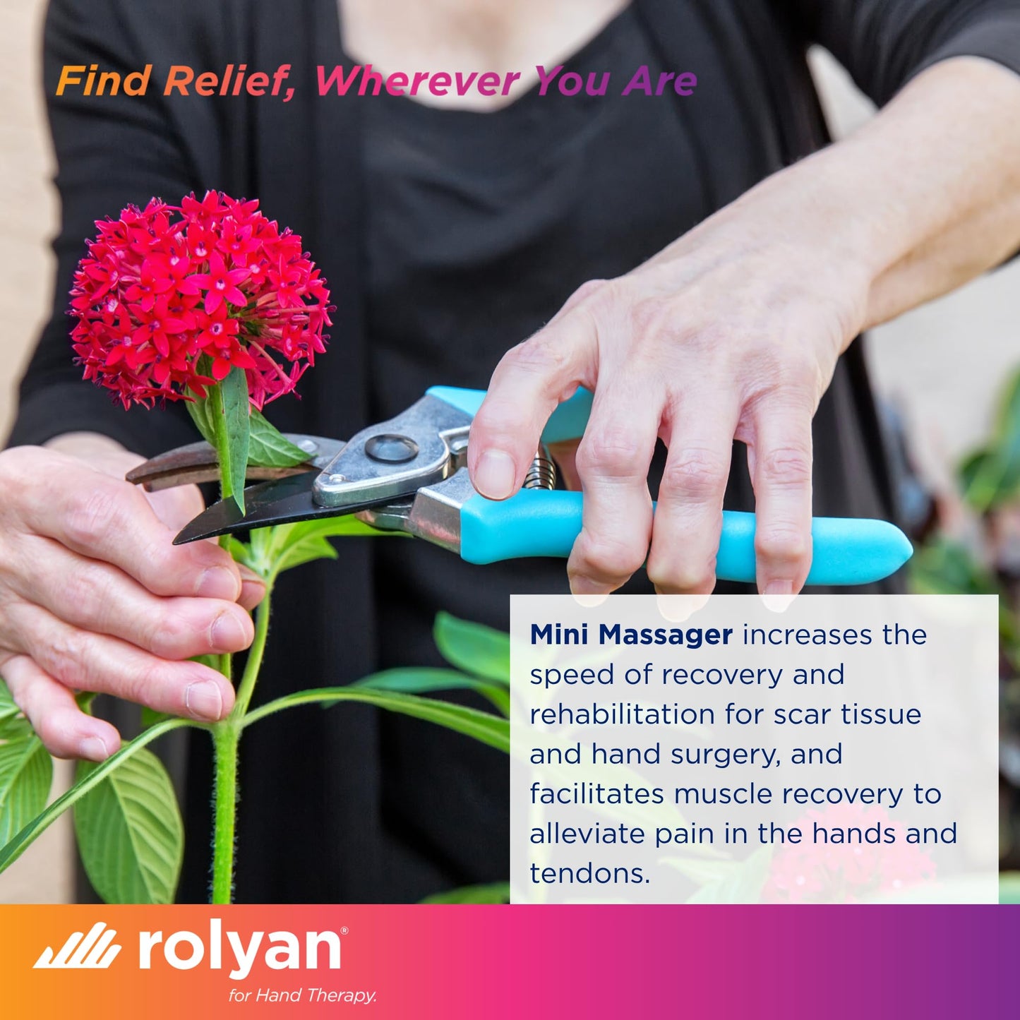 Rolyan Mini Massager with Battery, Handheld Compact Massager with Interchangeable Heads Reduces Scar Visibility, Quiet Vibration, Ergonomic Grip, Portable for On-the-Go Use, Battery Operated