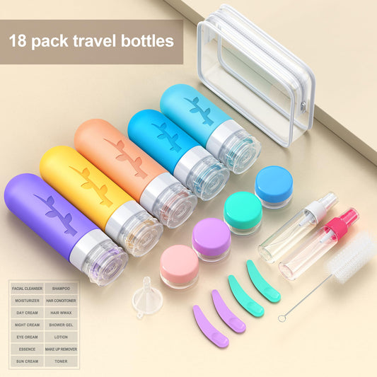Aeomni 19 pack Travel Bottles for Toiletries, TSA Approved Silicone Travel Size Containers for toiletries Set, Refillable & Leakproof Travel Bottles Kit Travel Size Bottles