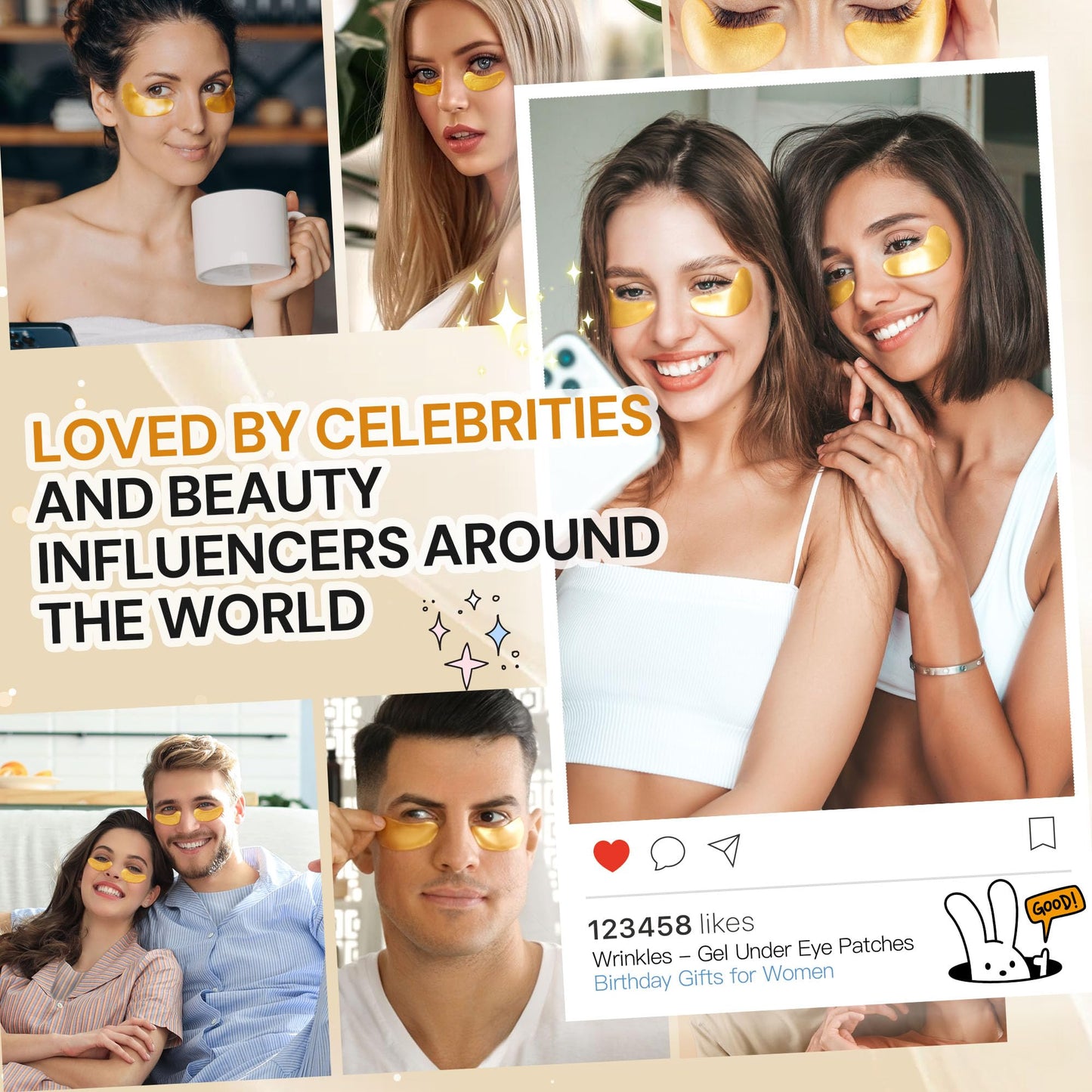 KUTDEP Under Eye Patches, 10 Pairs Gold Collagen Eye Gels Mask, Reduce Dark Circles, Wrinkles Puffy & Bags, Anti-aging Moisturizing Eye Mask