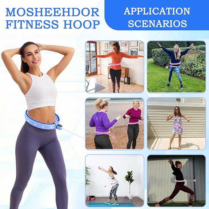 2025 New Silent Smart Weighted Fitness Hoop, Weighted Hula Circle Hoops for Adults Weight Loss,18 Detachable Links Waist 30"- 50", Exercise Hula for Women & Men