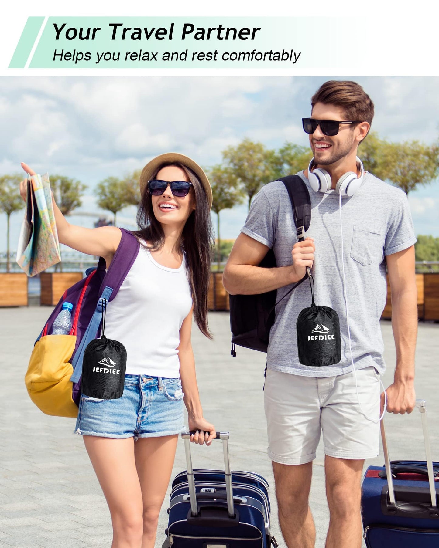 JefDiee Inflatable Foot Rest Pillow, Kids Airplane Bed, Adjustable 3 Layers Height Leg Rest Pillow, Airplane Travel Essentials Great for Office, Home, Trains, Cars