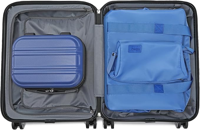 Kono Luggage Set 4 Piece Carry On Hardside Luggage with TSA Lock Spinner Wheels Carry On Suitcase Navy
