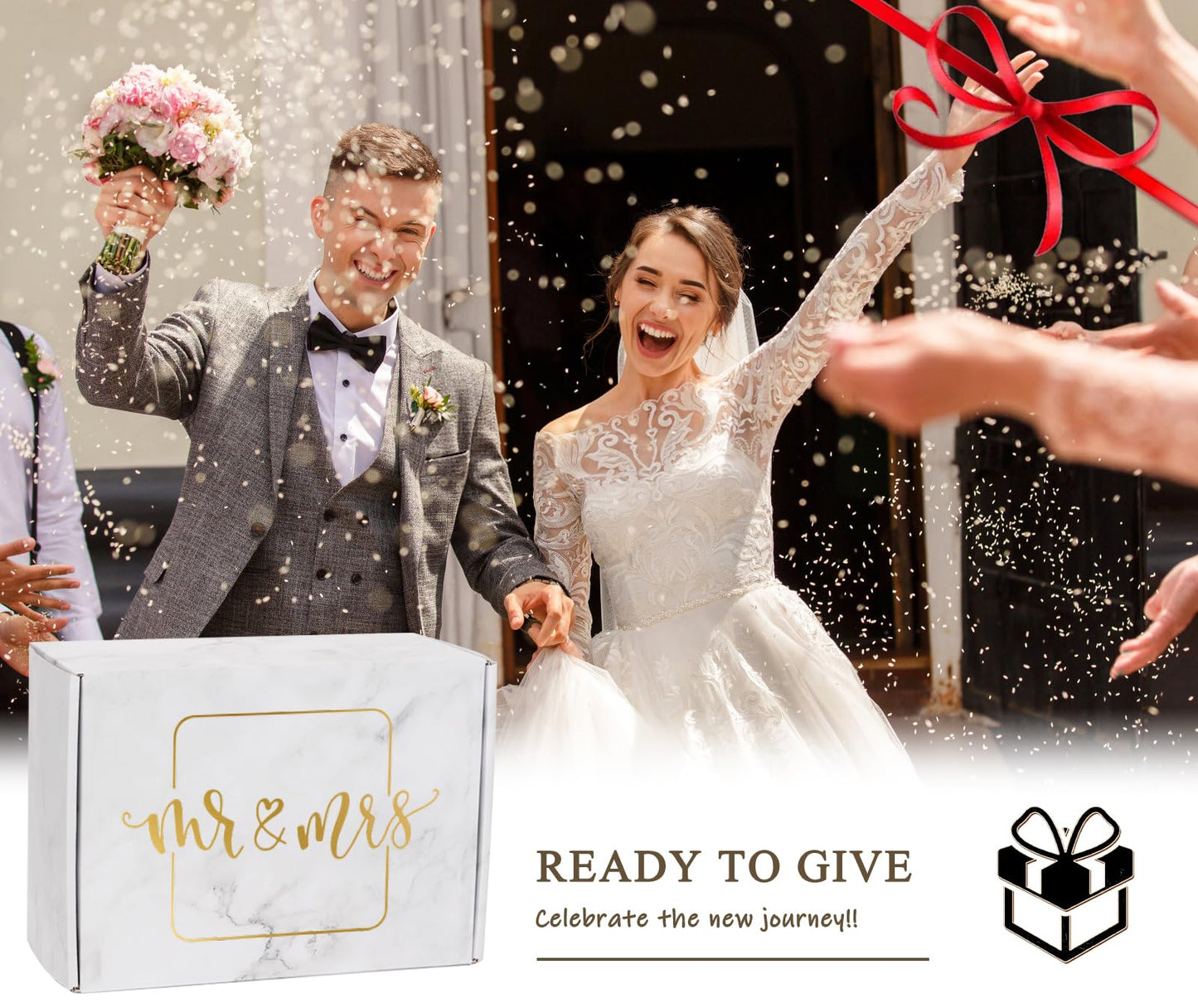 Wedding Gifts for Couple (11 Piece Set), Cool Engagement Baskets for Newlywed, Unique Mr and Mrs Box for Bride and Groom, Bridal Shower Gift for Bride To Be, His and Hers, Just Married