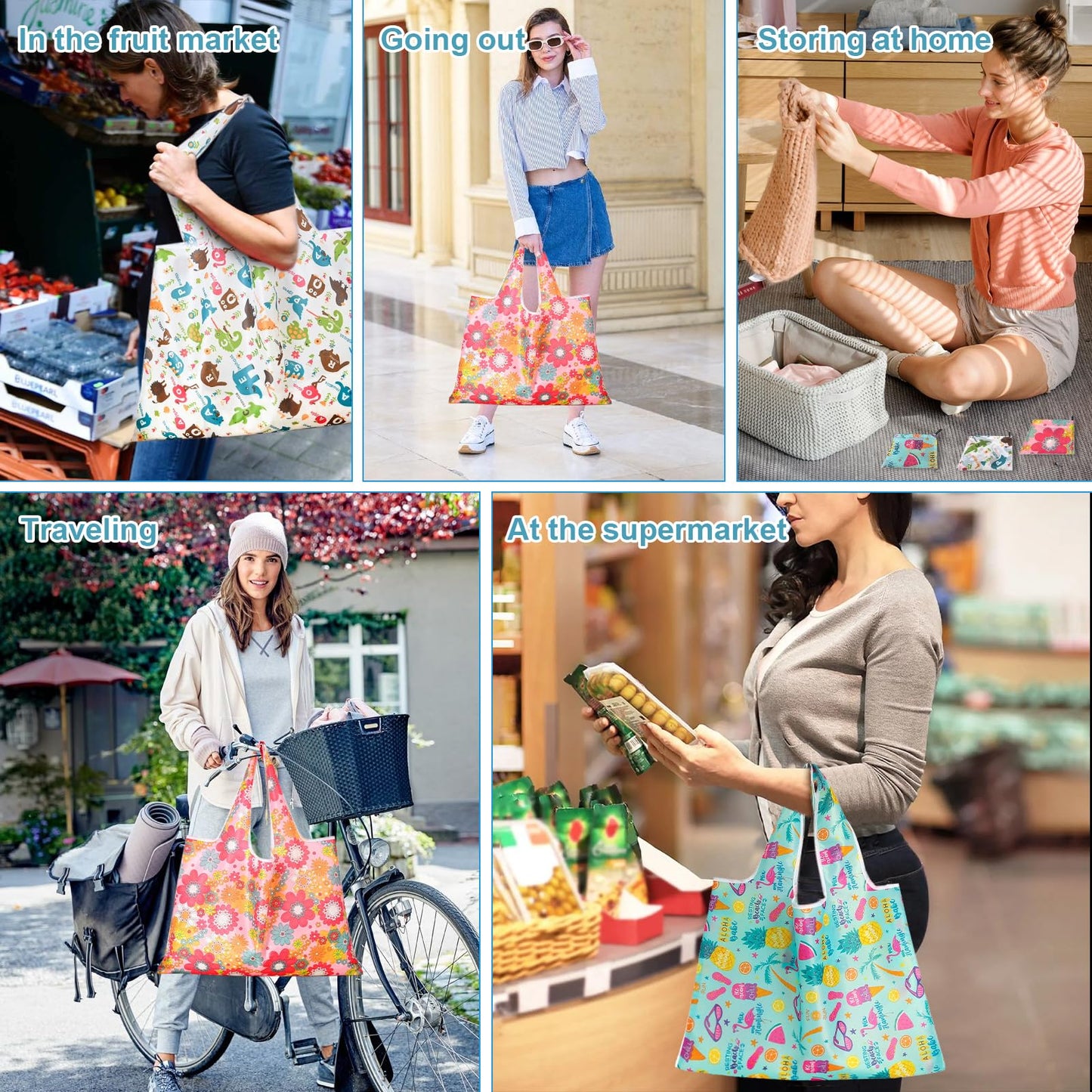 Extra Large 50Lbs Foldable Reusable Shopping Bags, 3 Pcs Reusable Grocery Bags with Handles Bulk, Machine Washable Market Tote Bags,Travel Recycle Shopping Bags in Pocket Folding kitchen Polyester Bag