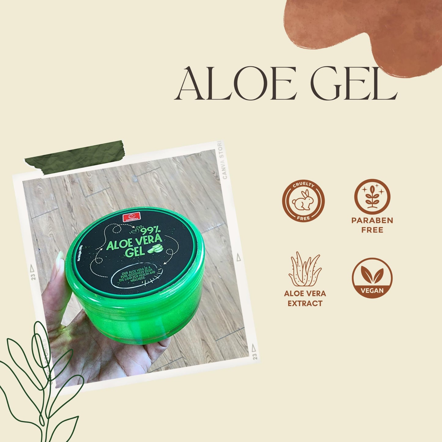 CATMERICA - Aloe Vera Gel – 99% Pure, Fast-Absorbing and No-Residue Moisturizer, Non-Sticky - Aloe Vera can be good for Sunburn, after tanning, Dry Skin, Body, face & hair Care – 10.1 fl oz (300g).