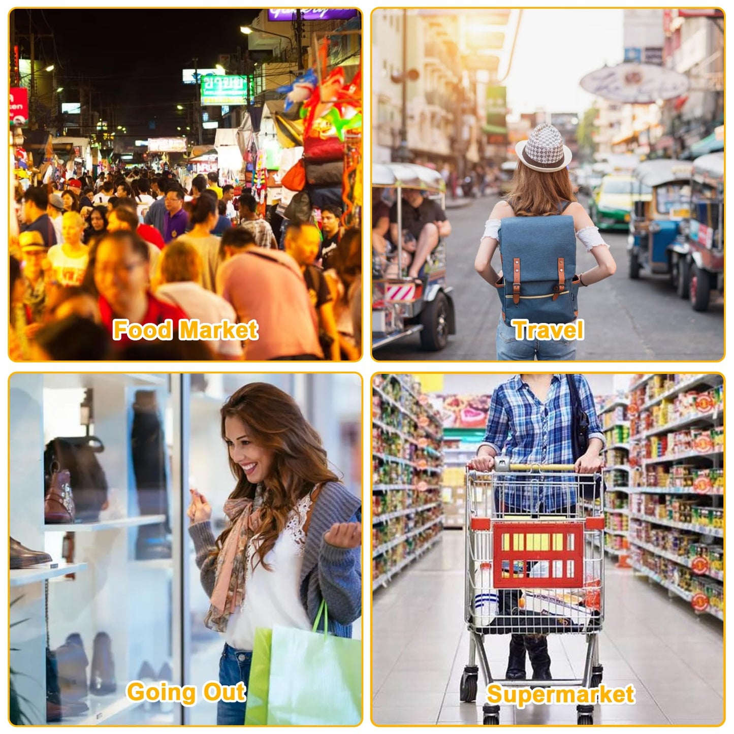 PENGJINYU 6 Pcs Reusable Shopping Bags Foldable,Grocery Bags in Pocket,Waterproof and Machine Washable,Eco-friendly Travel Recycle Polyester Tote Bags for Daily Shopping Supplies load