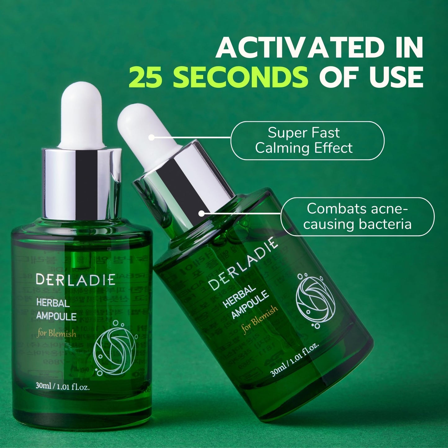 DERLADIE HERBAL AMPOULE for Blemish 30ml, Soothing & Sebum Care Korean Skin Care