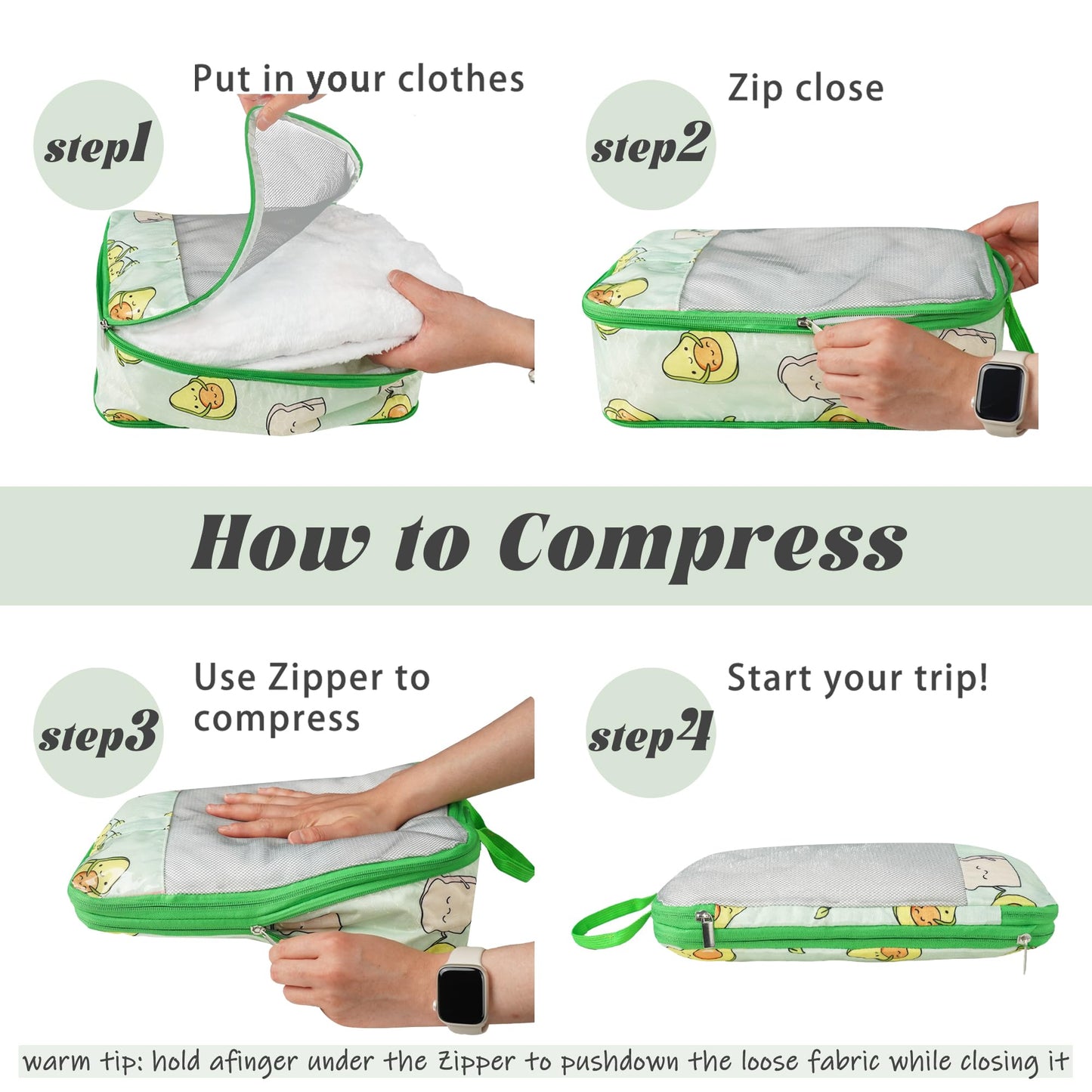 Hitanfe 7 Pcs Compression Packing Cubes Travel for Suitcases, Luggage Organizer Washable Storage Bags Set for Backpack Travel- Packaging Cubes for Carry-Ons and Storage