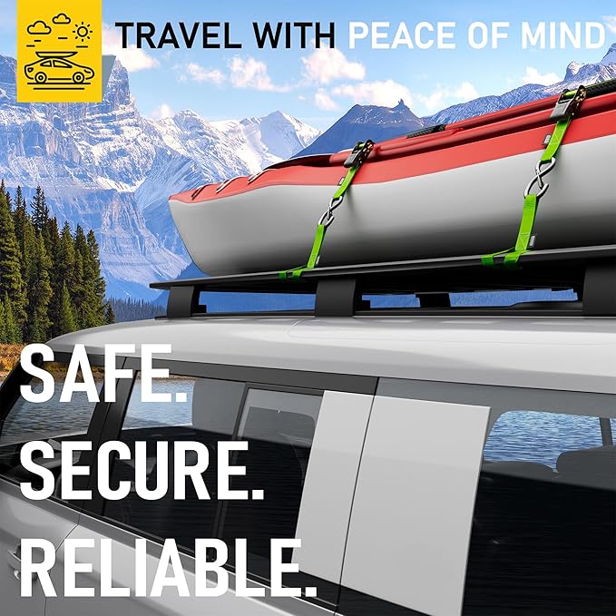 AUGO Ratchet Straps Heavy Duty 4 Pack -15 FT - 2200 LB Break Strength – with Safety Lock S Hooks - Cargo Straps for Moving, Appliances, Motorcycle – Soft Loop Tie Down Straps