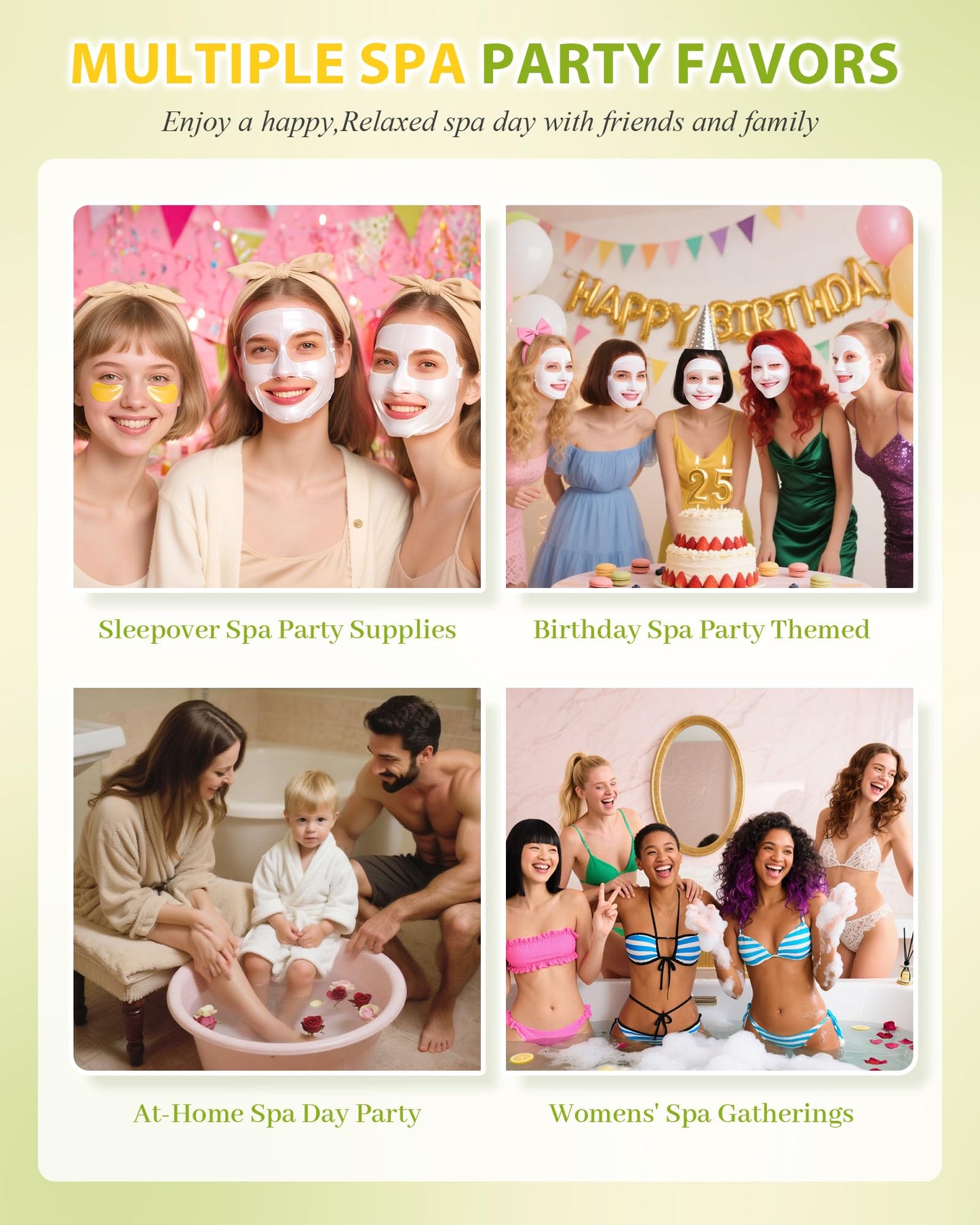 60 PCS Spa Party Supplies for Girl,Spa Party Favors kits Include Face Masks Skincare,Hand Cream, Lip Balm,Under Eye Patches,Lip Mask,Foot Bath Bombs,Women Ideal Gift Bulk Birthday Sleepover Spa Party