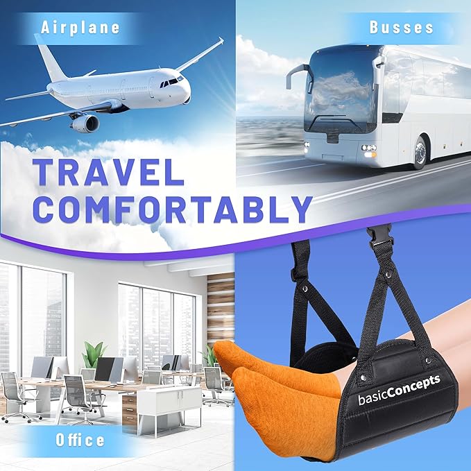 Airplane Foot Rest (Travel Comfortably), Perfect Foot Hammock Airplane or Plane Travel Essentials to Relax Your Feet - Airplane Travel Essentials, Long Flight Essentials, Airplane Foot Hammock