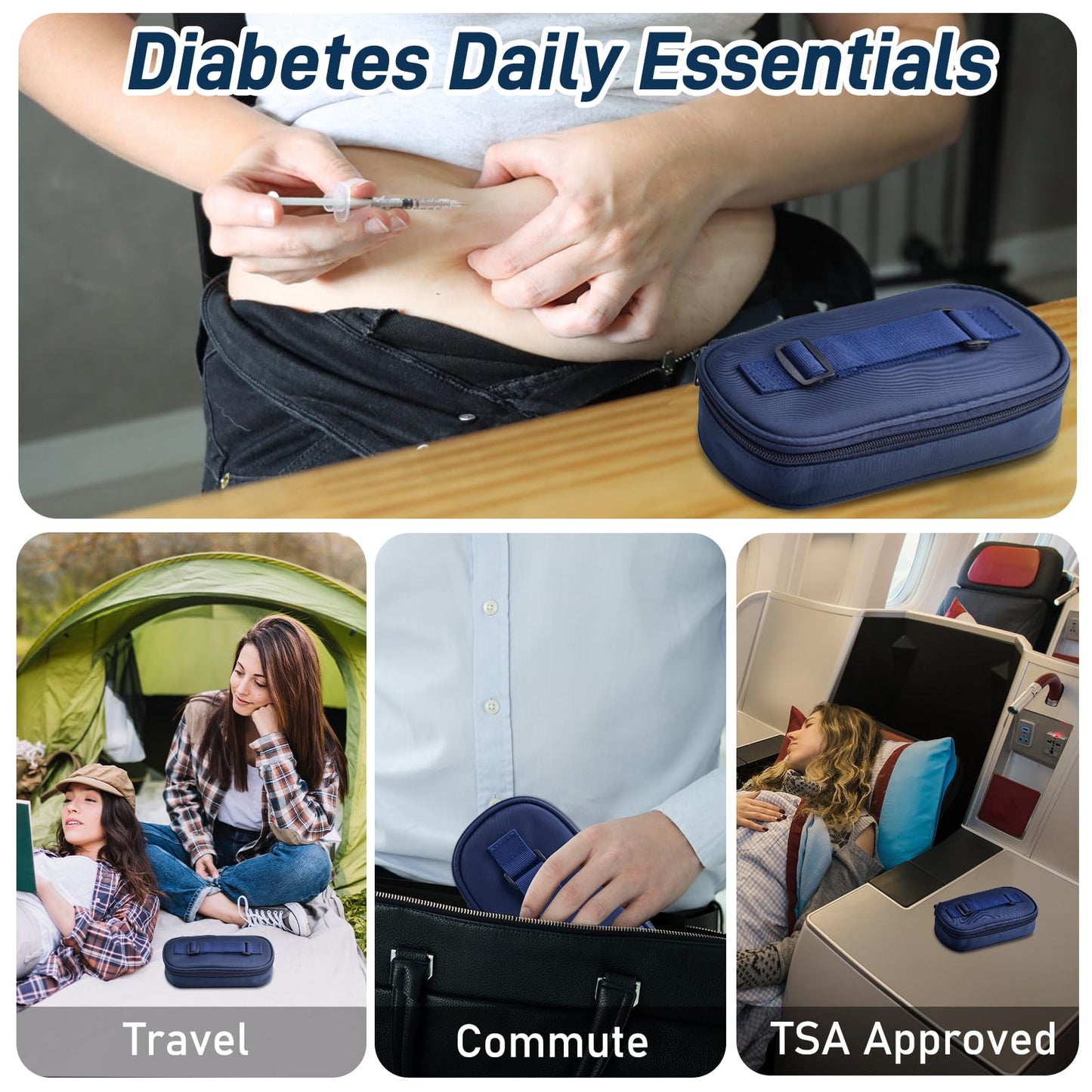 Cruxer Insulin Vial Cooler Travel Case,Diabetes Carrying Insulated Bag for Supplies Keep Medicine Cool,Diabetic Small Bottle Protector Kit for Storage,Portable Mini Pack with Protective Ice Brick