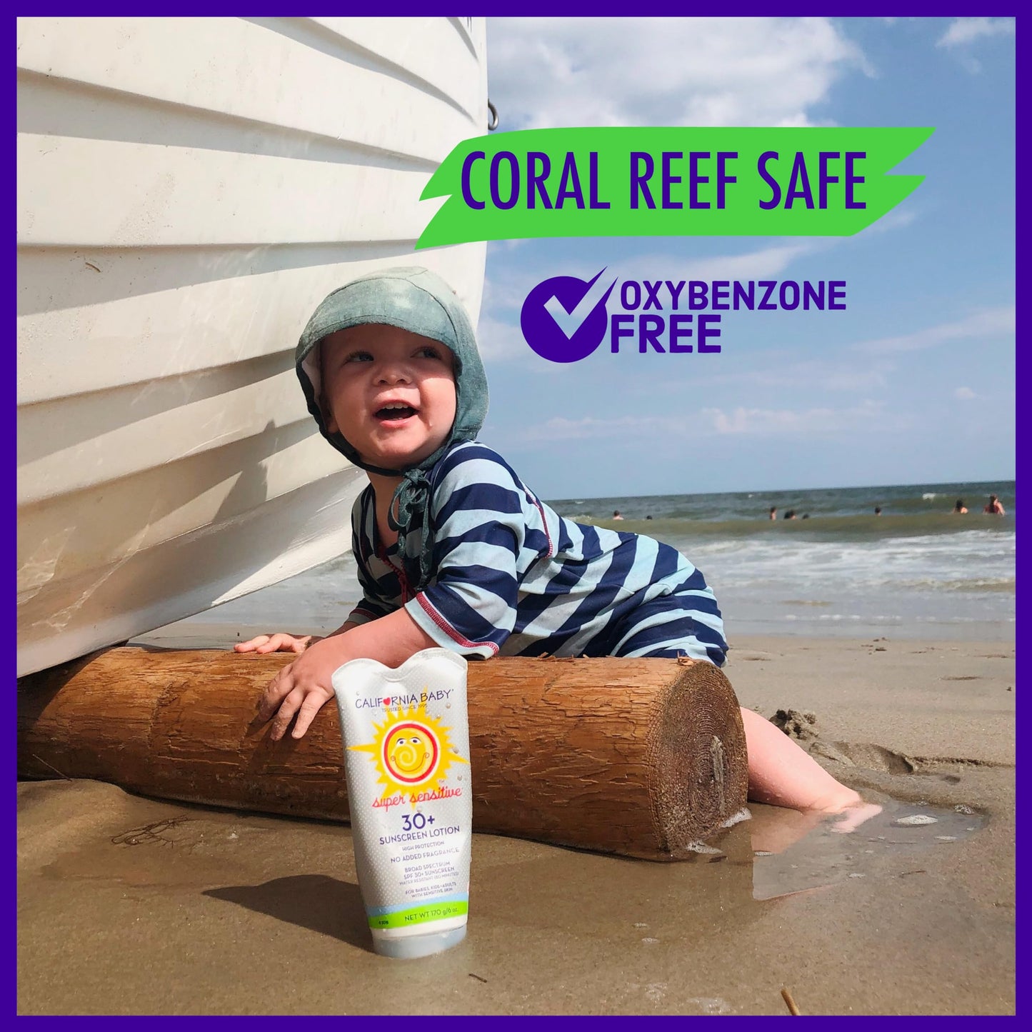 California Baby Super Sensitive SPF 30+ Sunscreen | Unscented | Mineral Based | Titanium Dioxide | Travel Size Baby Sunscreen for Face + Body | 1.8 oz