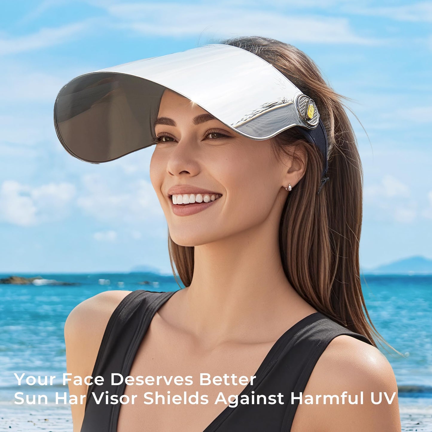 Sun Visor Hats, Sun Visors for Women with Adjustable Strap, Summer UV Blocking Sun Protection Hat, 360° Rotating Lens Visor Hats for Women Lightweight & Breathable for Golf, Travel, and Outdoor Use