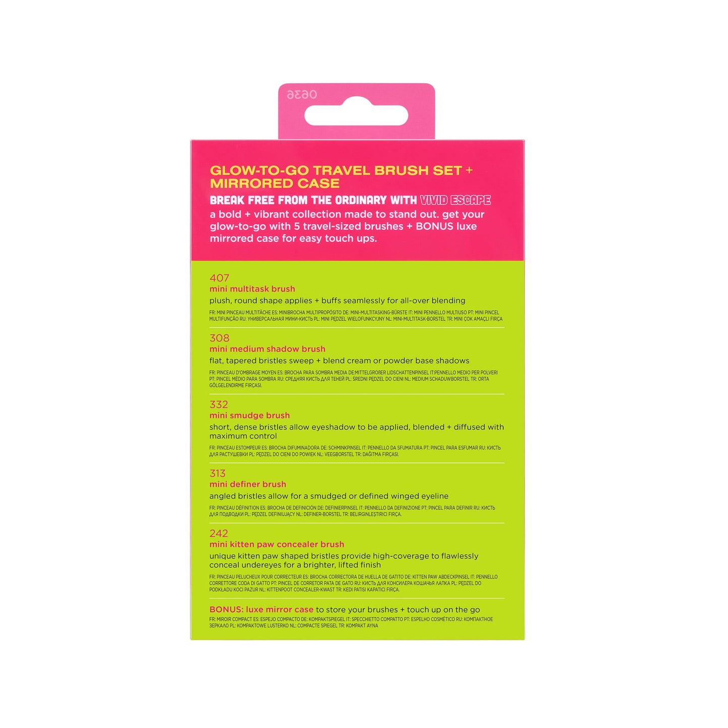 Real Techniques Vivid Escape Glow-To-Go Travel Makeup Brush 6 Piece Set, Mini Size Makeup Brushes For Eyeshadow, Concealer, Contour, & Blush, Includes Mirror Cosmetic Case, Cruelty-Free & Vegan