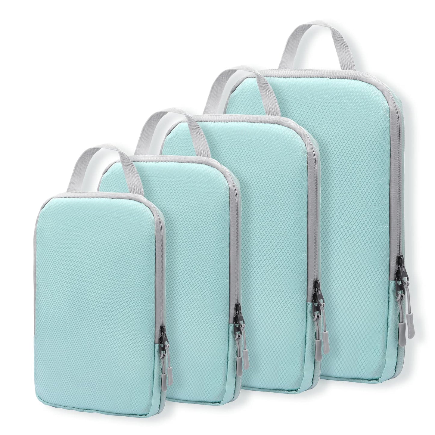 WOOMADA Compression Packing Cubes for Suitcases Travel Essentials 4 Set Expandable Travel Bags Organizer for Luggage(turquoise)