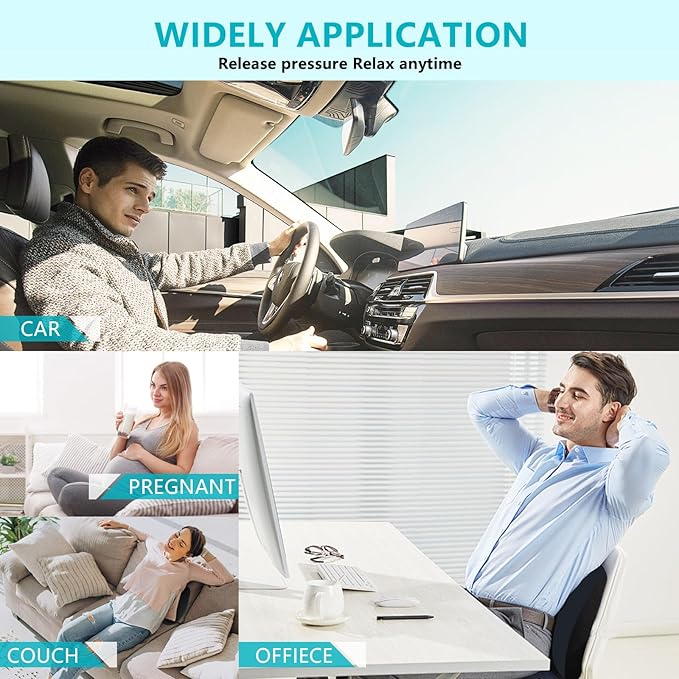 FLORICH Lumbar Support with Car headrest Back Pillow for Chair Headrest Pillow with Gel Memory Foam Massage Point Lumbar Support(Black)