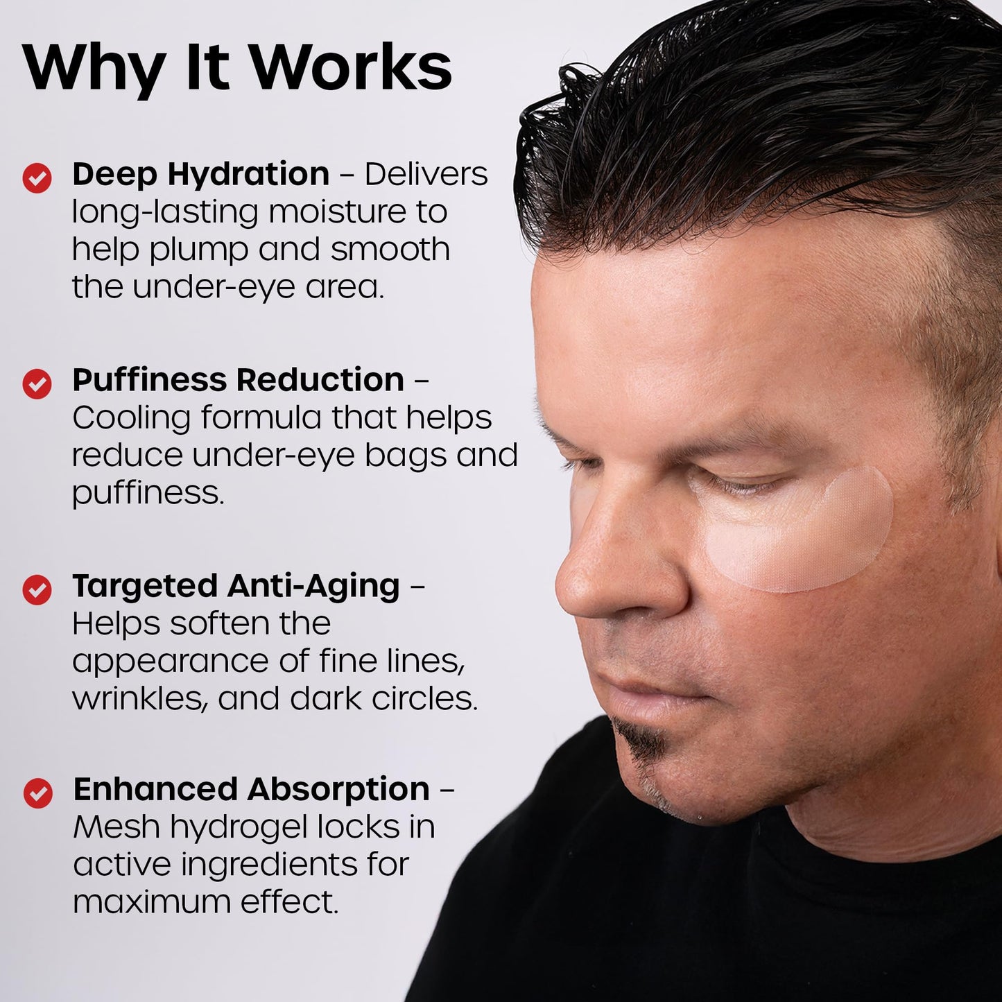 The Man Face Scrubber - Silicone Face Scrubber for Men, Flex Face Brush - Hydrogel Under Eye Patches for Men - Cooling, Hydrating & Firming Eye Masks (1 Scrubber & 6 Pairs)