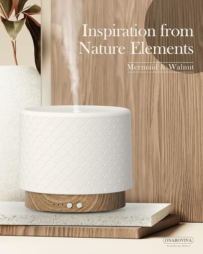 Essential Oil Diffuser, Aesthetic Ceramic Diffusers for Essential Oils,Ultrasonic 280ml Aroma Fragrance Diffuser with Cool Mist Humidifier Deffuser for Home,Office,Yoga,Bathroom,Modern Commercial