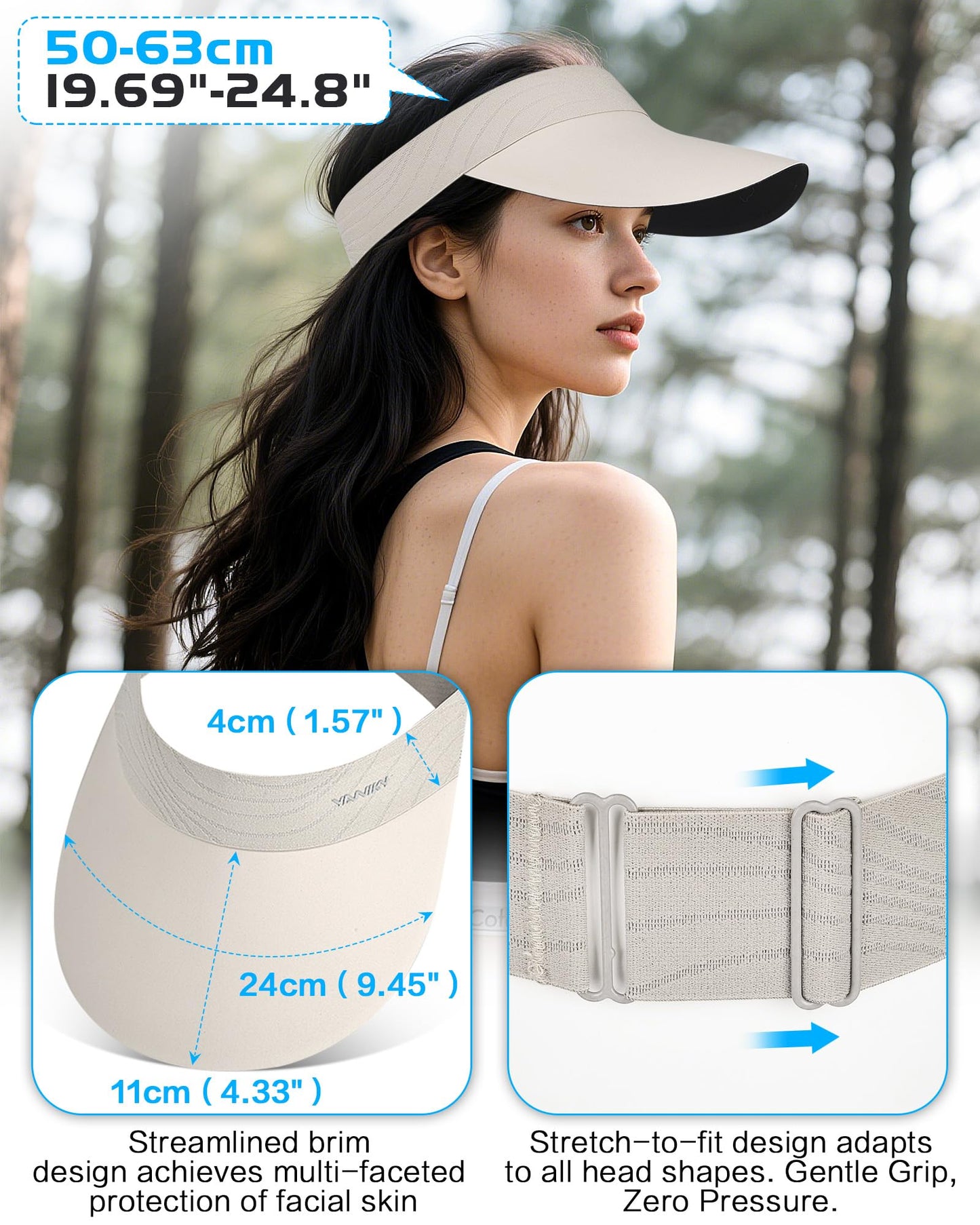 YANIKY Visor Hats for Women/Men Sun Protection UPF 50+ Lightweight Sport Sun Hats Adjustable Empty Top Cap Ponytail Cap for Outdoor