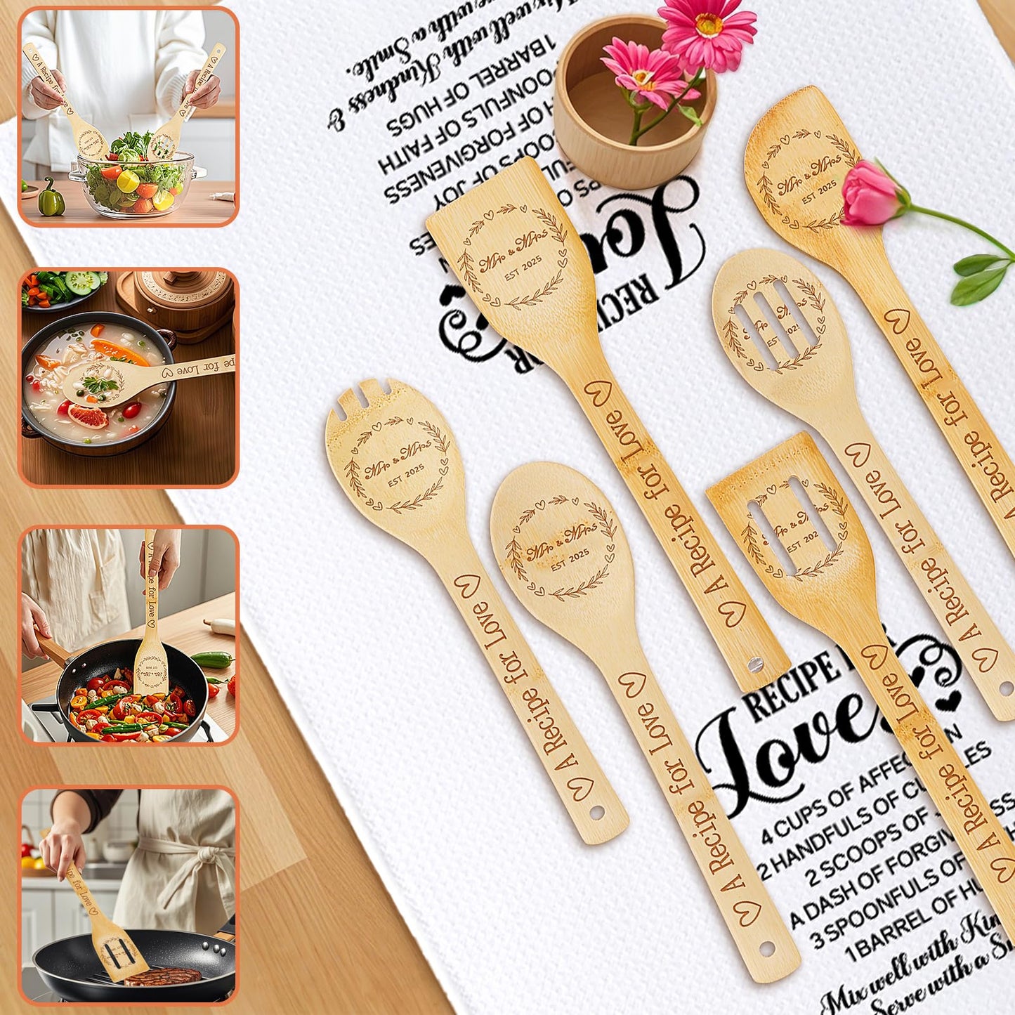 Wedding Gifts for Couples 2025,Mr and Mrs Gifts,Cool Bridal Shower Gifts for Bride to Be,Engagement Gifts for Couples,11PCS Bride Gifts Box with Bamboo Spoons,Coasters,Dish Towel
