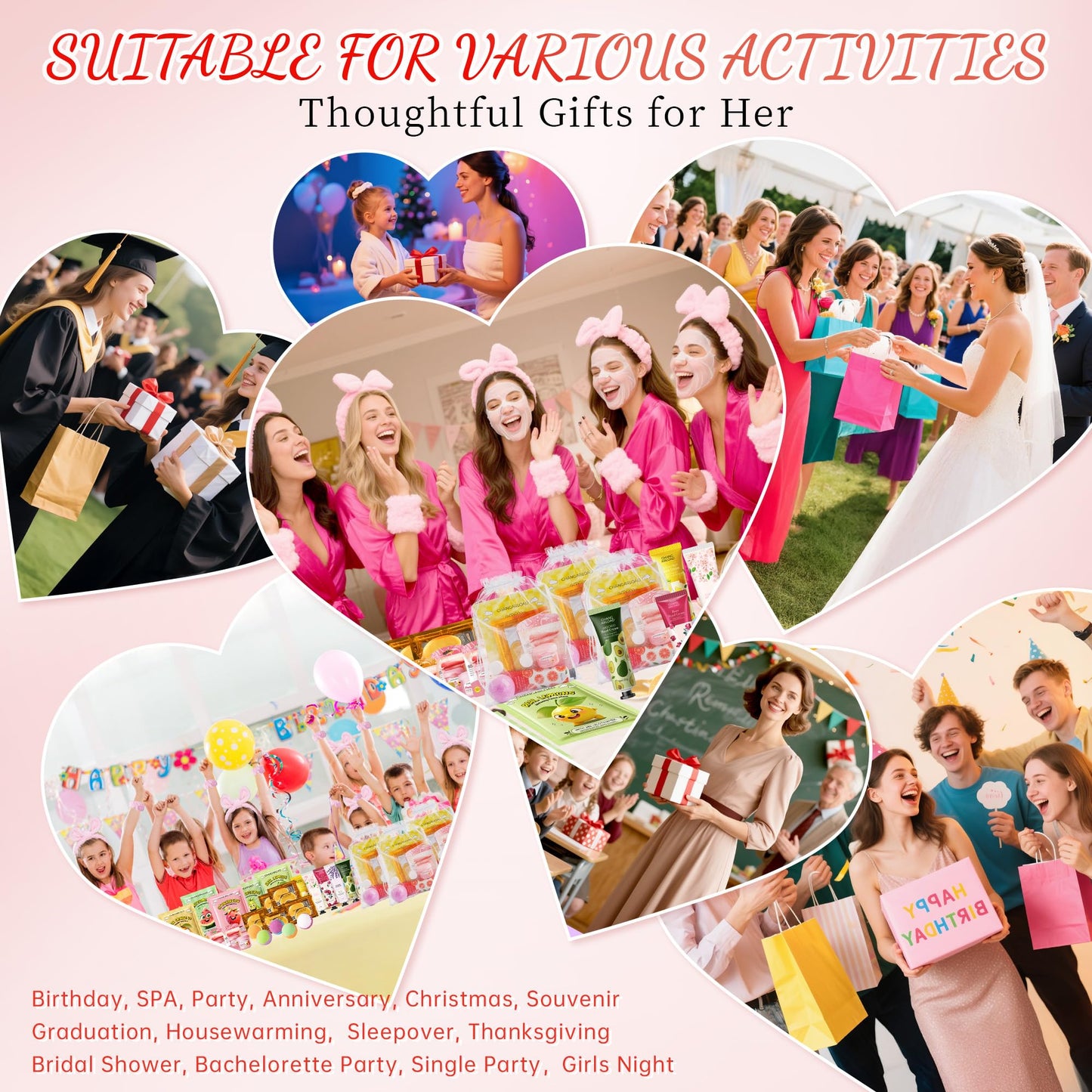 70-Piece Spa Party Kit for 10 People, Girls Spa Night Set & Spa Kit for Girls Ages 10-12 | Includes Bath Bomb, Face/Eye Mask, Lip Balm, Hand Cream, Towe, Gift Bag | Spa Day (Spa Set 10 people-70pcs)