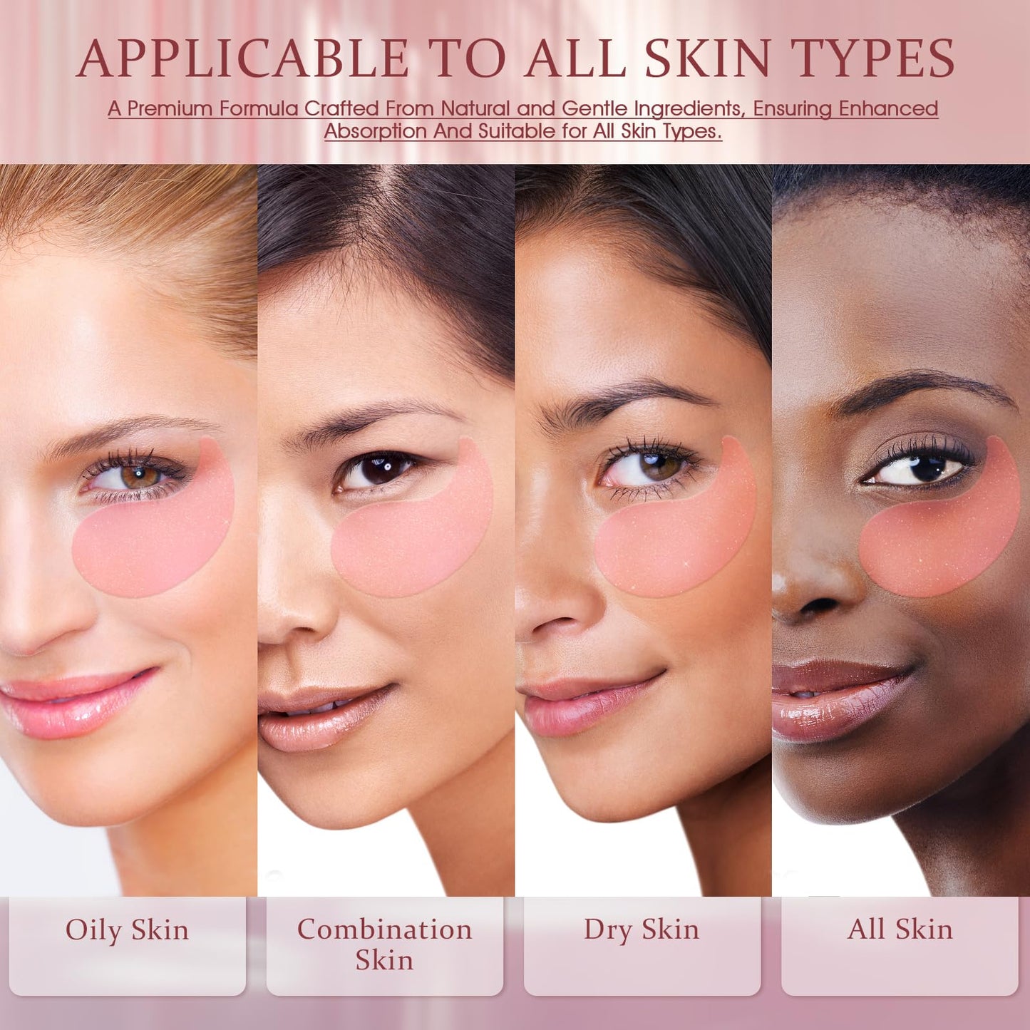 YOYORY Under Eye Patches Masks - for Dark Circles, Puffiness, Eye bags,and Fine Lines Smoothing Skin Care Treatment with Collagen and Hyaluronic Acid for Women and Men, (60 Pcs) Pink