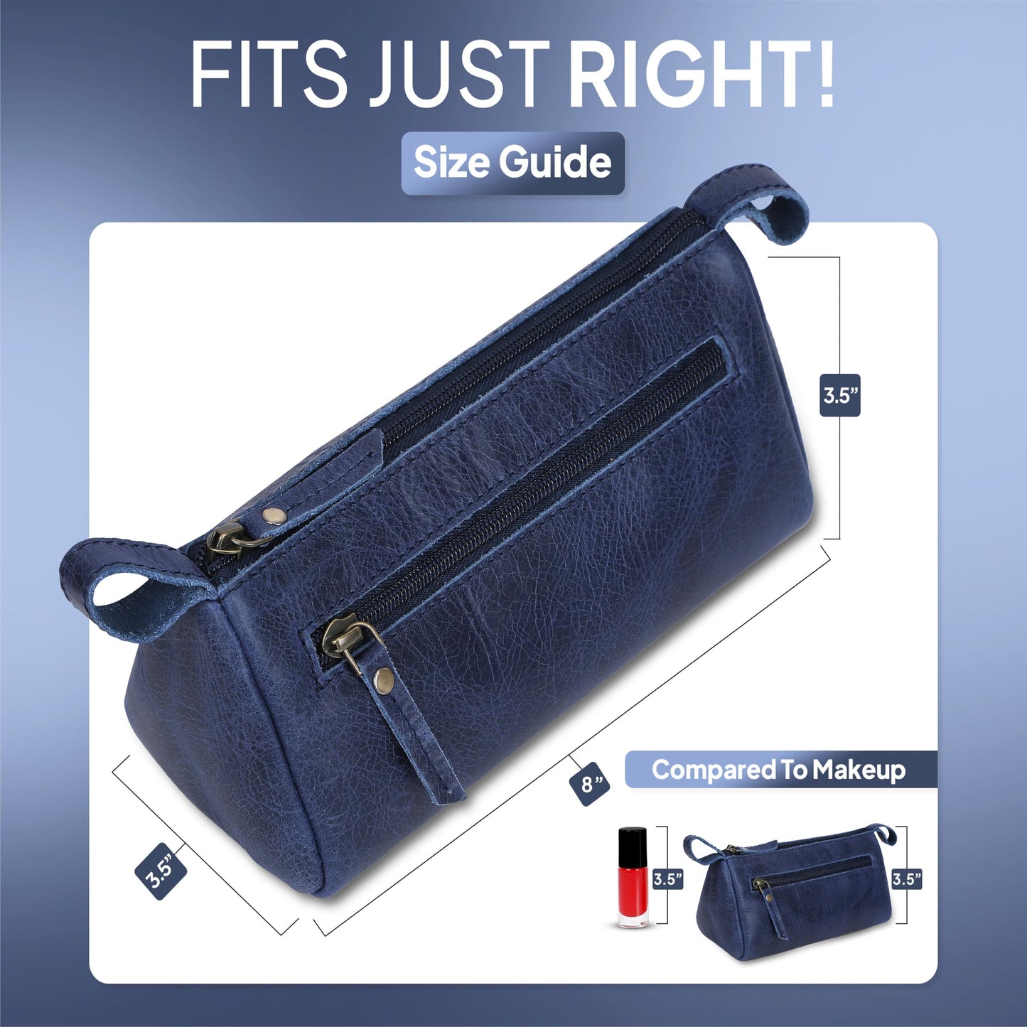 TheAntiq Leather Cosmetic Bags For Men and Women Travel Set HandCrafted Leather Makeup Bag, Small Toiletry Bag, Makeup Essentials Organiser Mini Cosmetic Pouch For Purse Dopp Kit