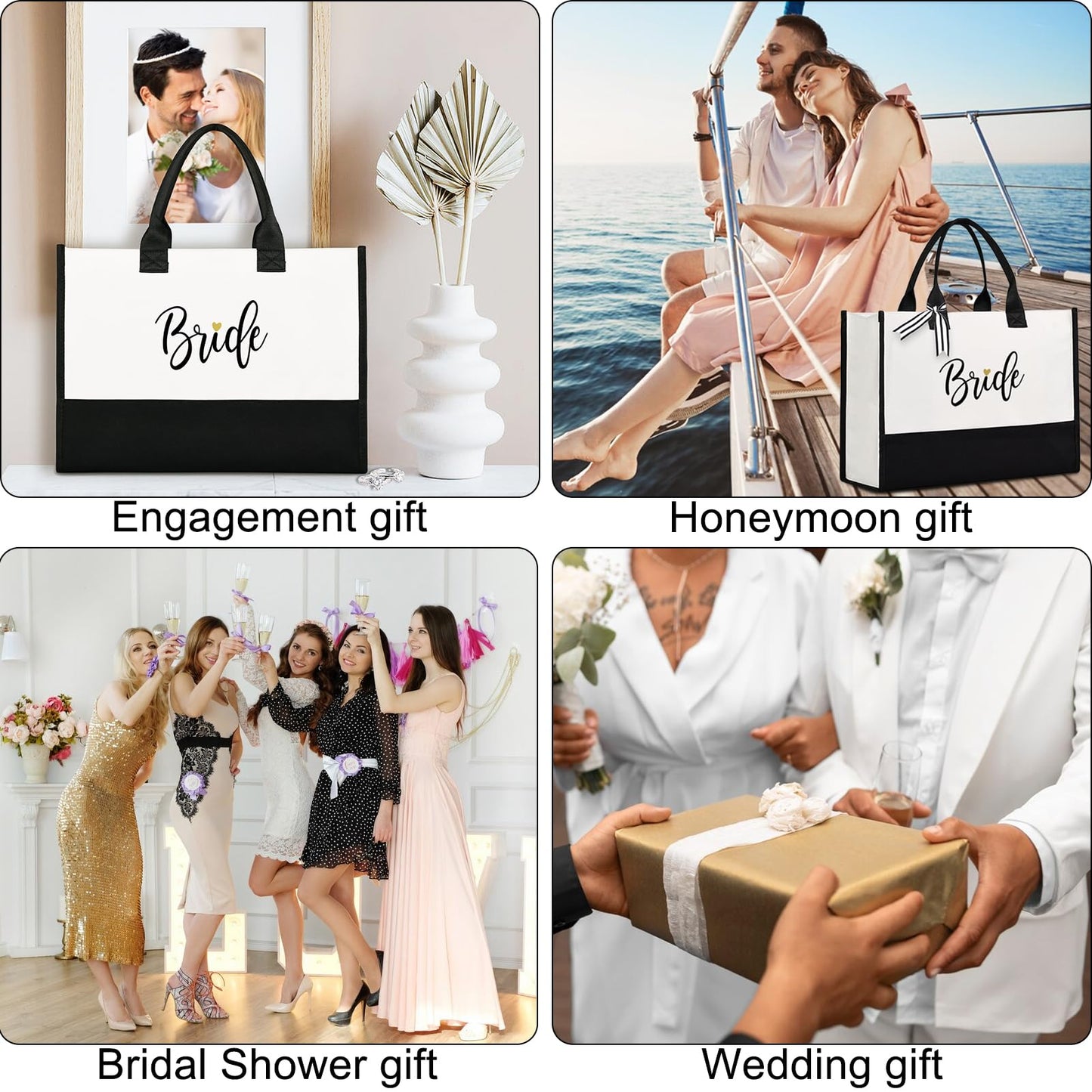 Lamyba Bride To Be Gifts for Wedding, Bridal Shower Gifts, Bachelorette Party, Engagement,Honeymoon, Bride Bag Tote with Makeup Bag