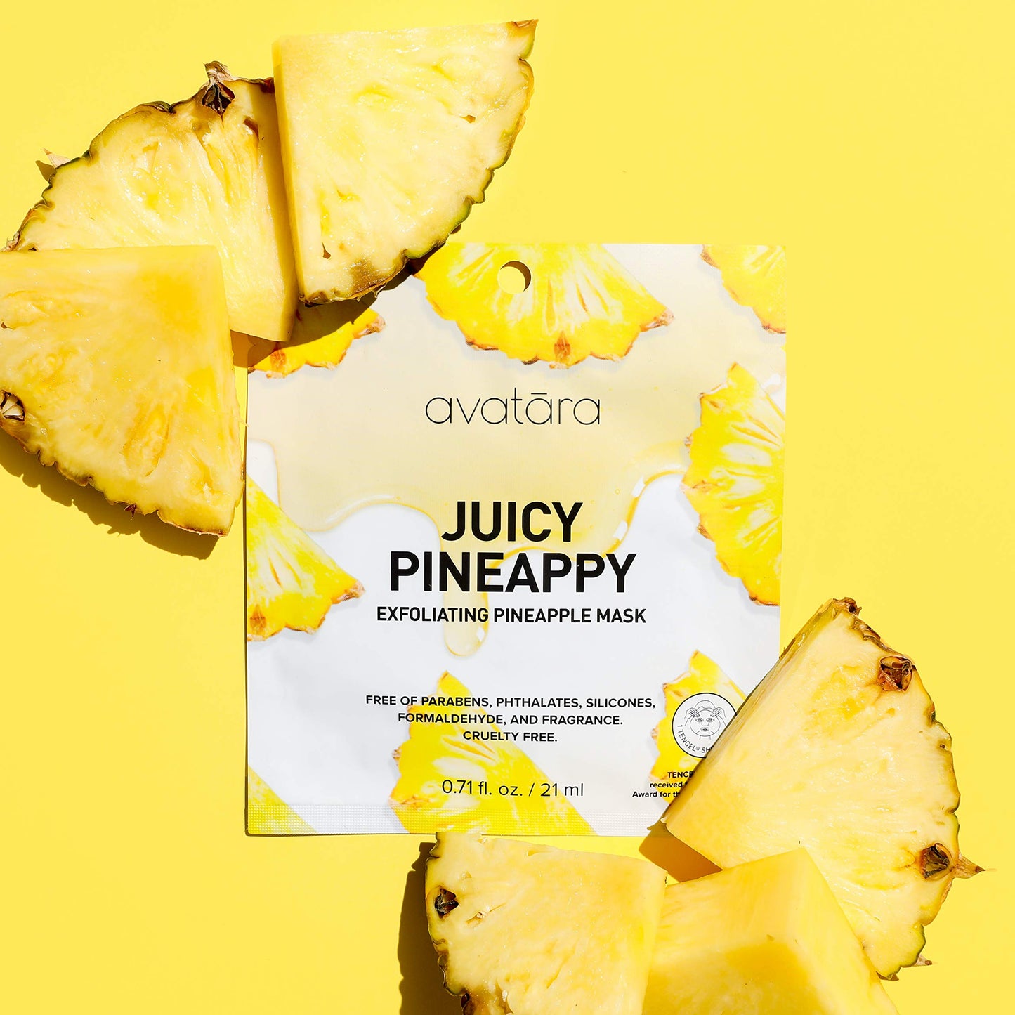 Avatara Juicy Pineappy Exfoliating Facial Mask 15 Sheets, Beauty and Skincare Sheet Masks, Pineapple Extracts and Clean Ingredients for Gently Removing Old Skin Cells for a Refreshed Look, 15 Pack