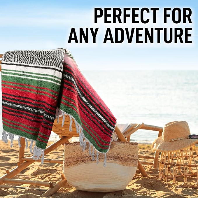 Authentic Large Handwoven Mexican Blanket - Soft Yoga- Durable Serape- Lightweight Falsa, Beach, Camping, Picnic, Outdoor Blanket 70"x50" - Dragon