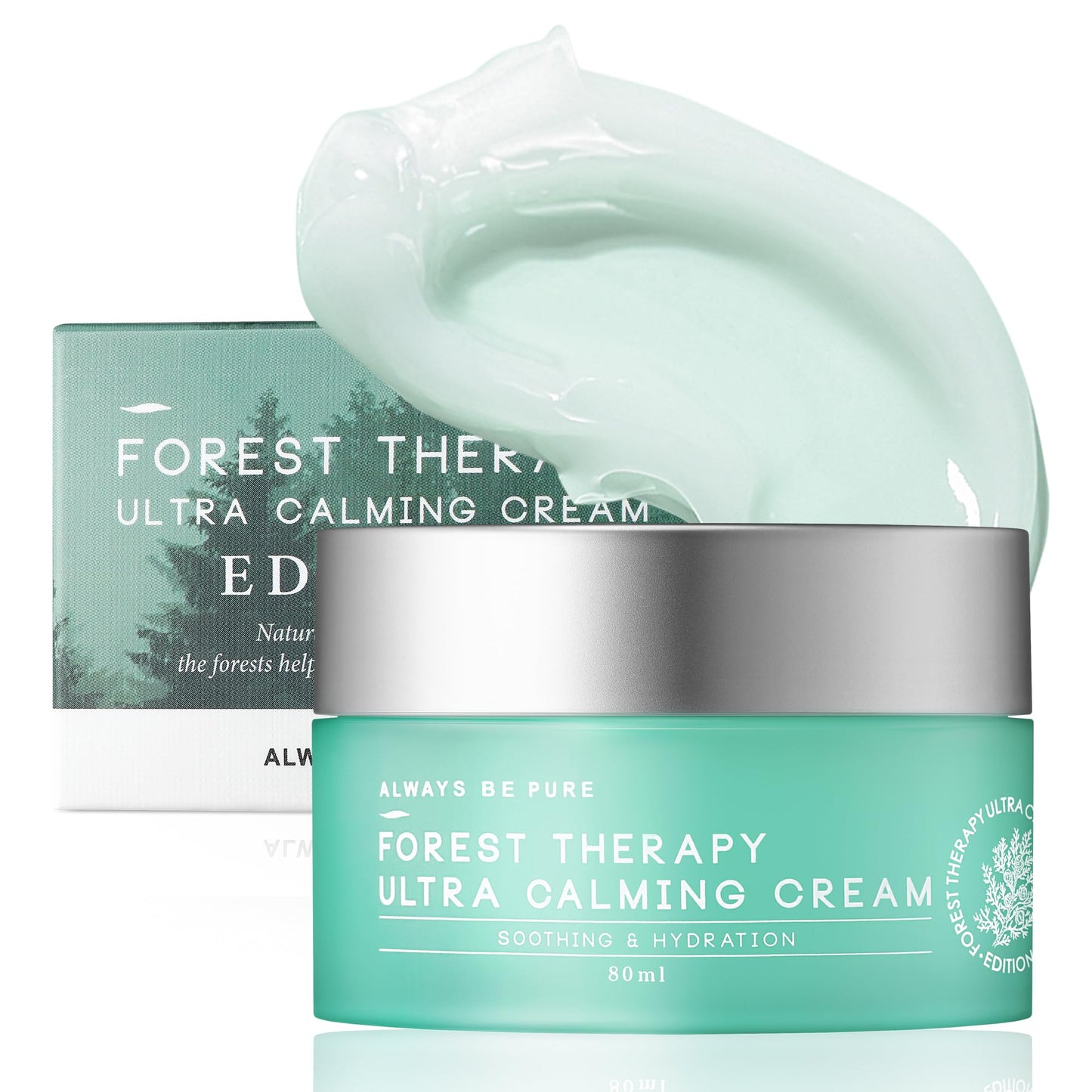 ALWAYS BE PURE Forest Therapy Ultra Calming Cream Soothing Moisturizer for Sensitive, Acne-Prone Skin - Redness Relief, Deep Hydration, Trouble Care - Korean Skin Care 2.70 Oz