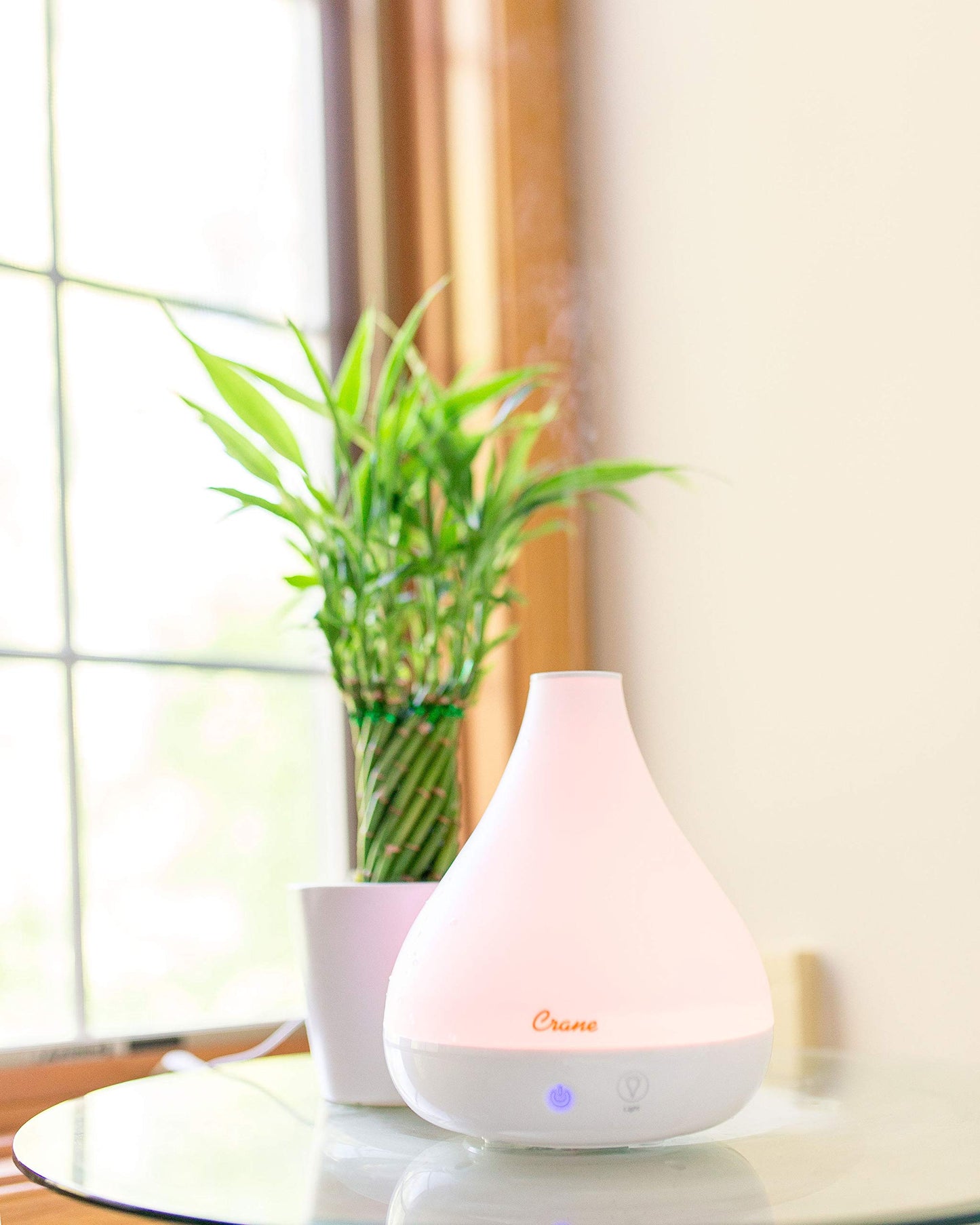 Crane Small Ultrasonic Diffuser and Air Humidifiers for Bedroom and Office, .35 Gallon Cool Mist Humidifier for Personal Use, No Humidifier Filters Needed, White