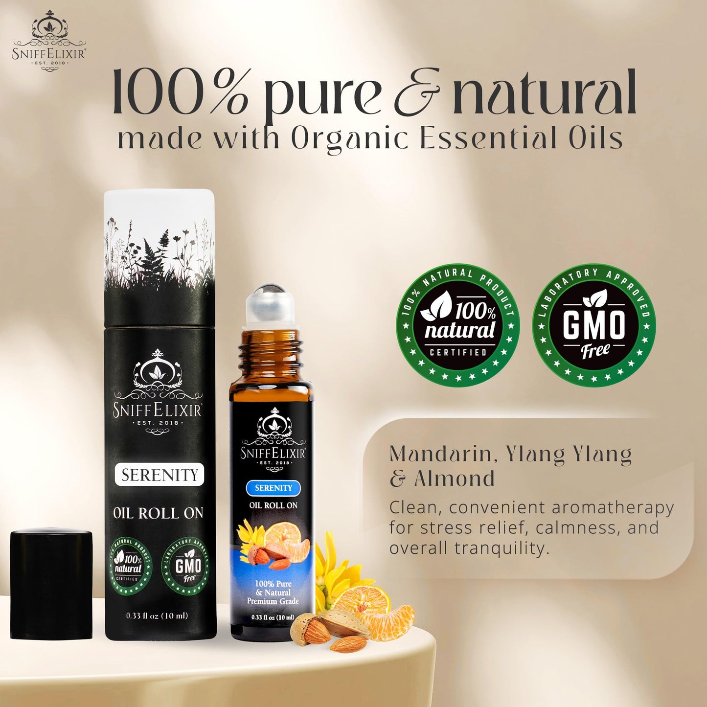 Serenity Essential Oil Roll On 10ml Calm Essential Oil Roller Natural Stress Relief Roll On, Portable Aromatherapy Roll On That Boosts Mood, Reduces Worry - Roll On Aromatherapy Gifts for Women