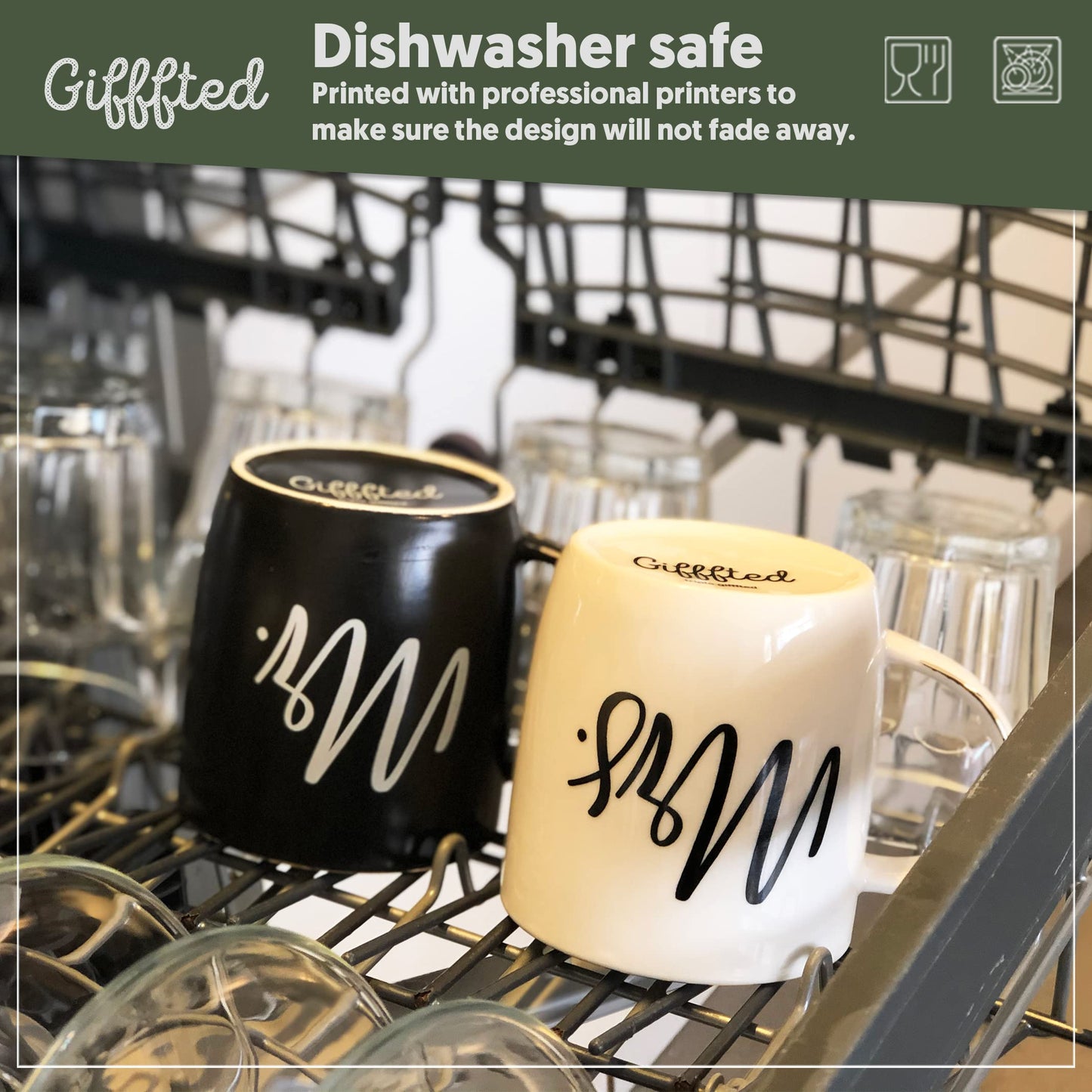 Triple Gifffted Mr and Mrs Coffee Mugs Couples Gifts Ideas for Christmas Wedding Anniversary Engagement Valentines,his Hers Present Husband Wife Him Her Men Women Bride Groom Newlyweds, Ceramic 380ml