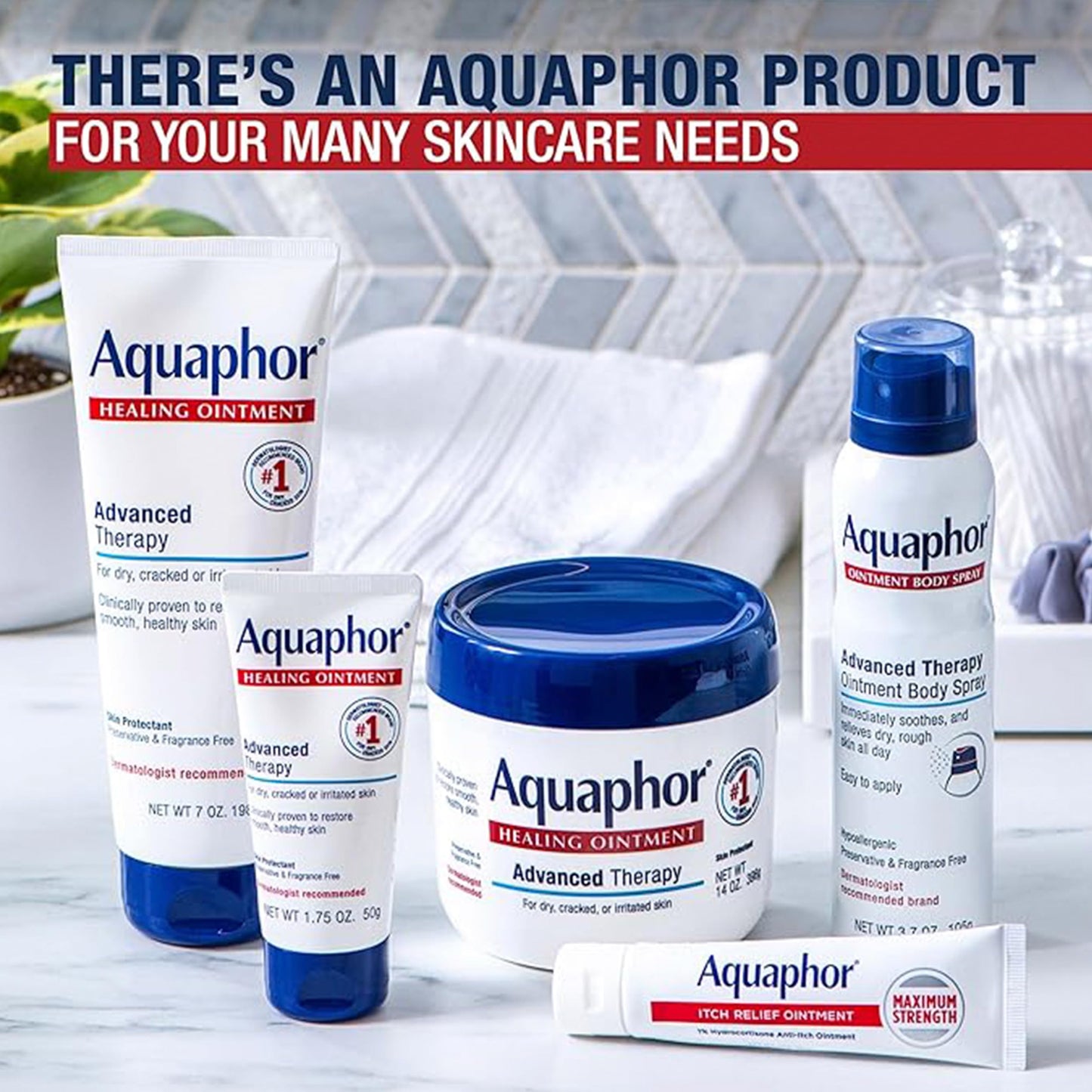 Aquaphor Skin Care Set, Healing Ointment & Lip Repair Sticks, Multi-Purpose Moisturizer for Dry Skin & Chapped Lips, 3x1.75 Oz Tube + 4x0.17 Oz Stick