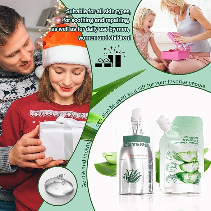 2PCS Moisturizing Gel for Face & Body,Non-sticky Gel After Sun Aloe Lotion Skin Care,Fast Absorbing Long Lasting Refreshing Hydrating Face Moisturizer for All Skin Types 010