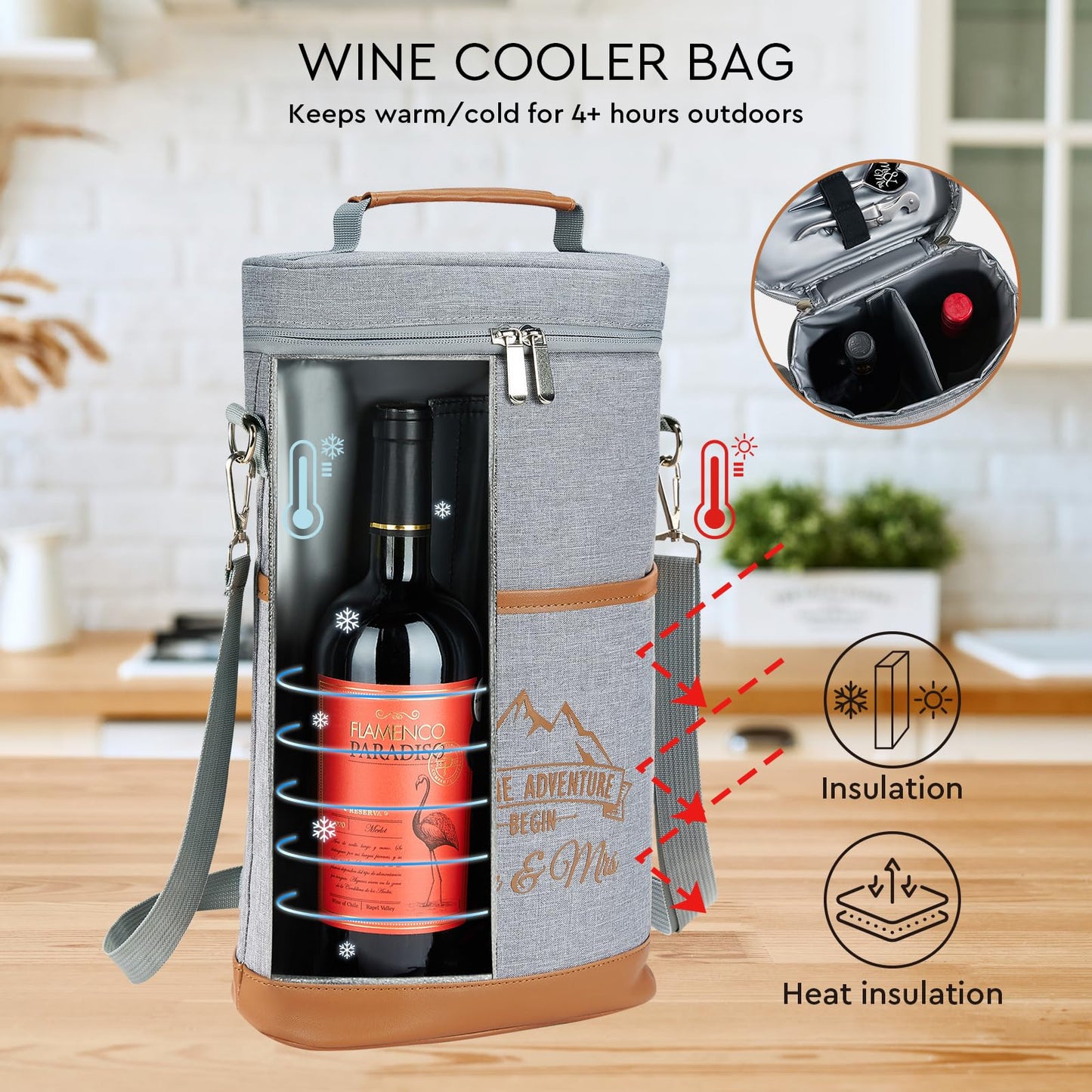 AW BRIDAL Engagement Gifts for Newlywed Couples 2025, Mr and Mrs Wine Gift Basket for Wedding Bridal Shower, Anniversary Insulated Wine Cooler Bag Tumblers with Accessorie Set for Beach Camping Travel