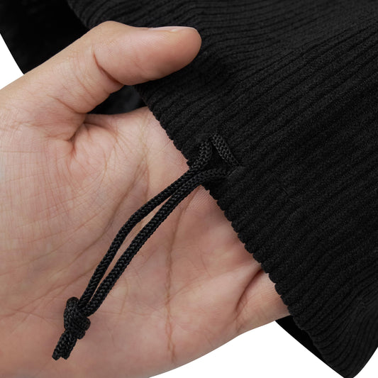 PALTERWEAR Corduroy Drawstring Bags - Set of 5 - For Organization, Make-up, Travel, Purse, Storage, Office and More (Black, 7 x 9 Inch)