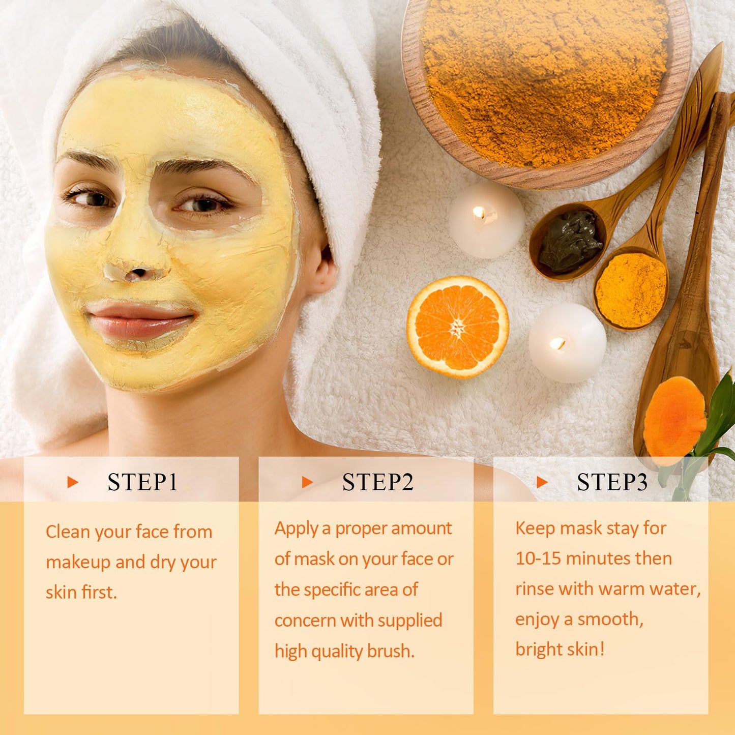 Vitamin C Face Mask with Kaolin Clay and Turmeric for Dark Spots, Dull Skin, Skincare Facial Mask for Controlling Oil and Refining Pores 5.29 Oz