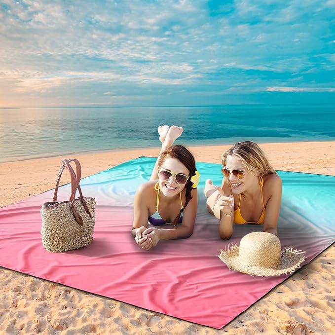 AISPARKY Beach Blanket Waterproof Sandproof Extra Large Beach Mat 79" X 83"/120"x108" for 2-8 Adults Quick Drying Durable Outdoor Picnic Mat for Travel, Camping, Hiking