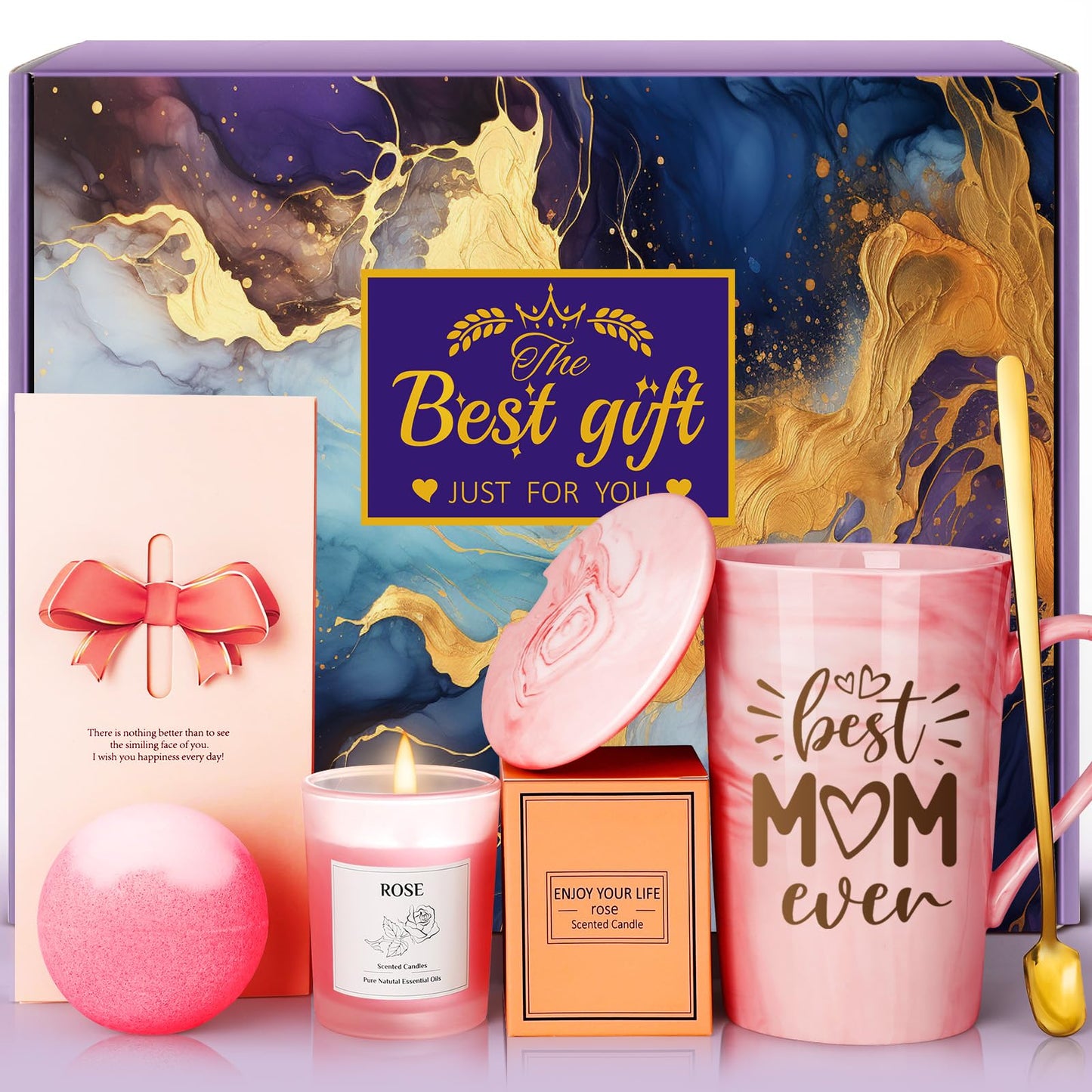 Birthday Gifts for Mom, Wife, Grandma, Sister, Friends: Unique Birthday Gifts Baskets Set for Personalized Best Mom Ever from Daughter Son, Spa Presents for Christmas, Mothers Day