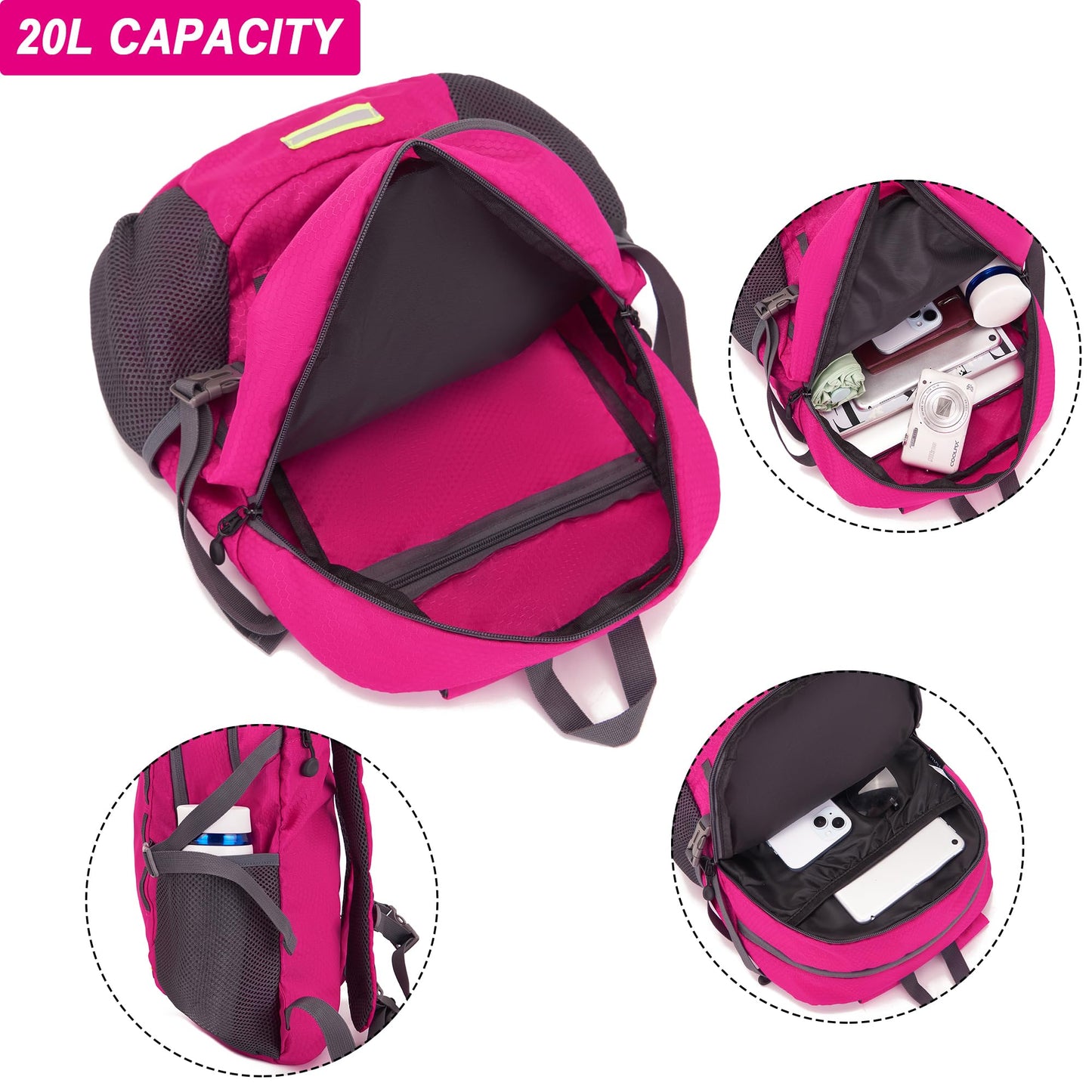 YZAOLL Ultra Lightweight Packable Bag 20L Foldable Backpack Water Resistant Daypack for Women Men Travel Hiking Backpack