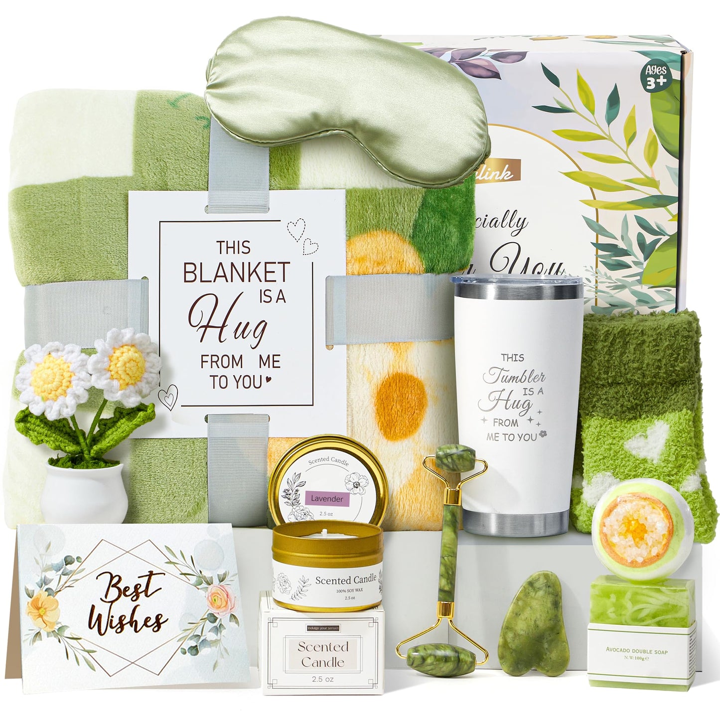 Toylink Get Well Soon Gift Basket for Women, Spa Self Care Gift Box with Plush Blanket, Sympathy Care Package for Women After Surgery, Birthday Think of You Gifts for Mom Her Sister Wife Feel Better