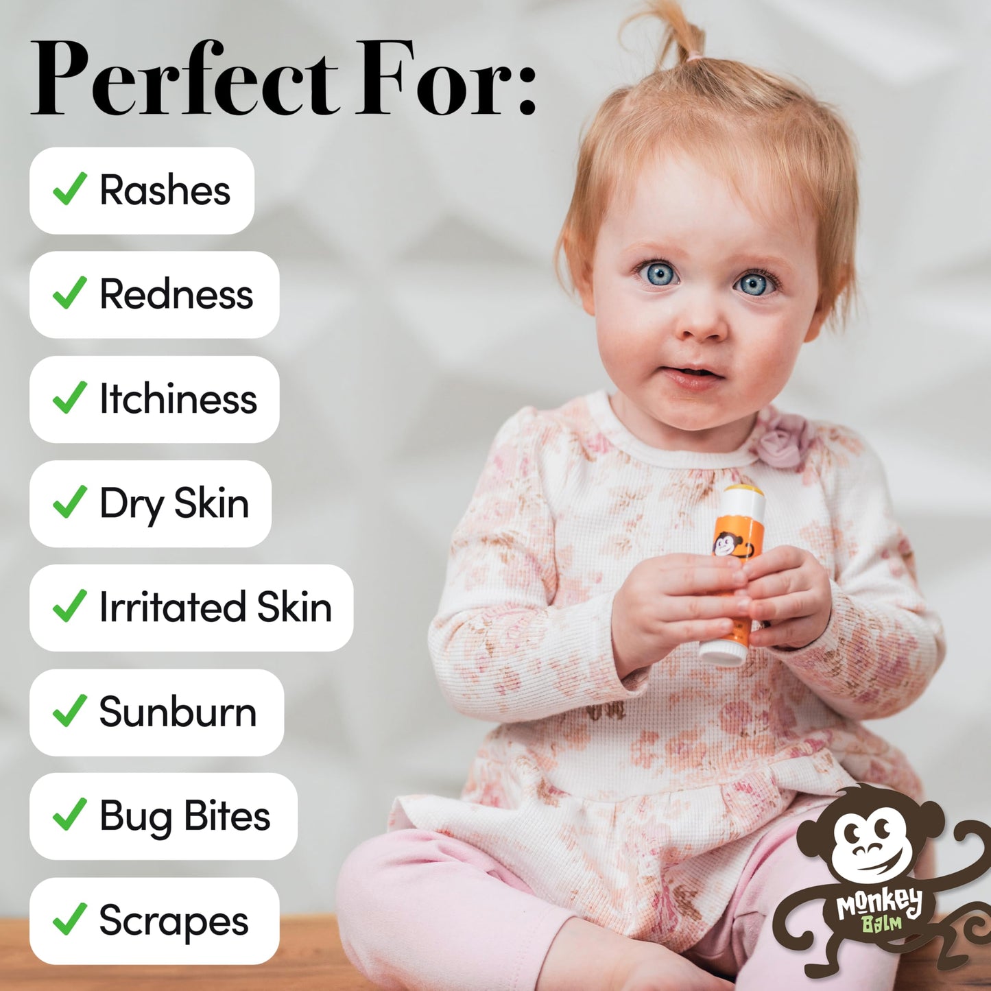 Monkey Balm All Natural Multi-Purpose Skin Solution (Safe for Babies & All Ages) Use on Dry, Cracked Skin, Irritation, Rashes, 0.6oz Healing Balm (2 Pack)