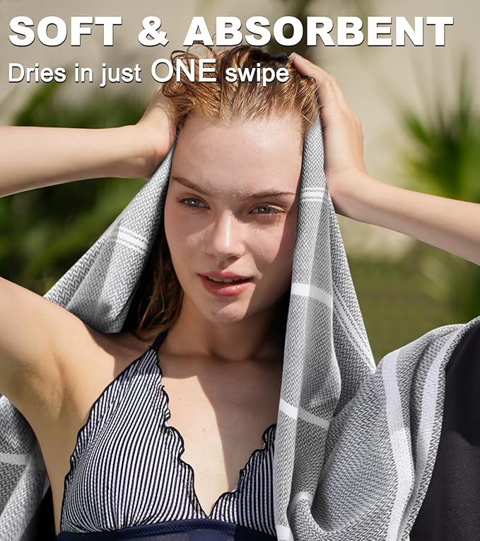 4 Packs Cotton Turkish Beach Towels Oversized Bath Pool Swim Towel Bulk Set Quick Dry Sand Free Extra Large Big Blanket Adult Travel Essentials Cruise Accessories Must Haves Clearance Vacation Stuff