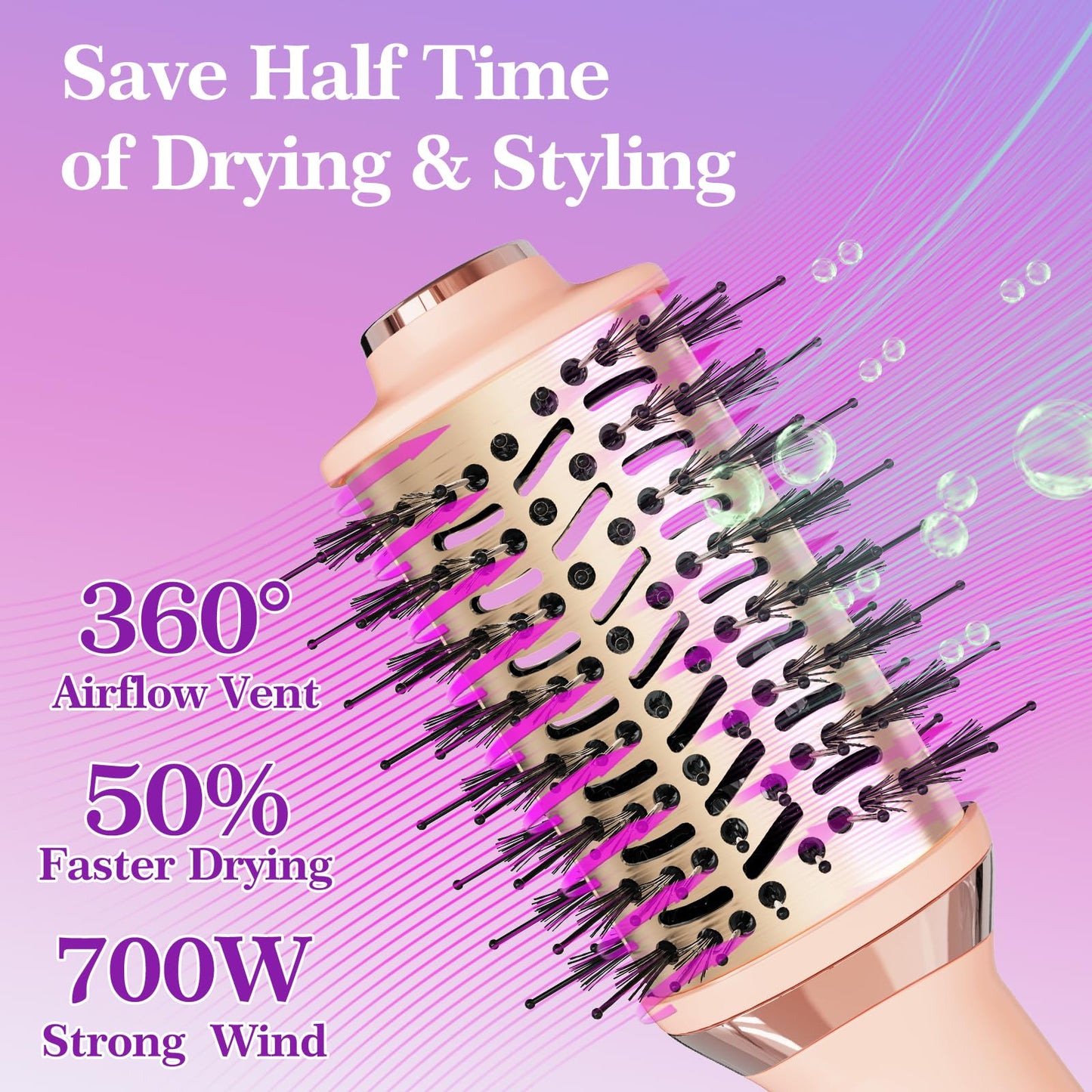 Voseki Hair Dryer Brush Blow Dryer Brush in One, 4-in-1 Hair Dryer Brush Blow Dryer with Oval Barrel, Mini Hot Air Brush for All Hair Types(Pink)